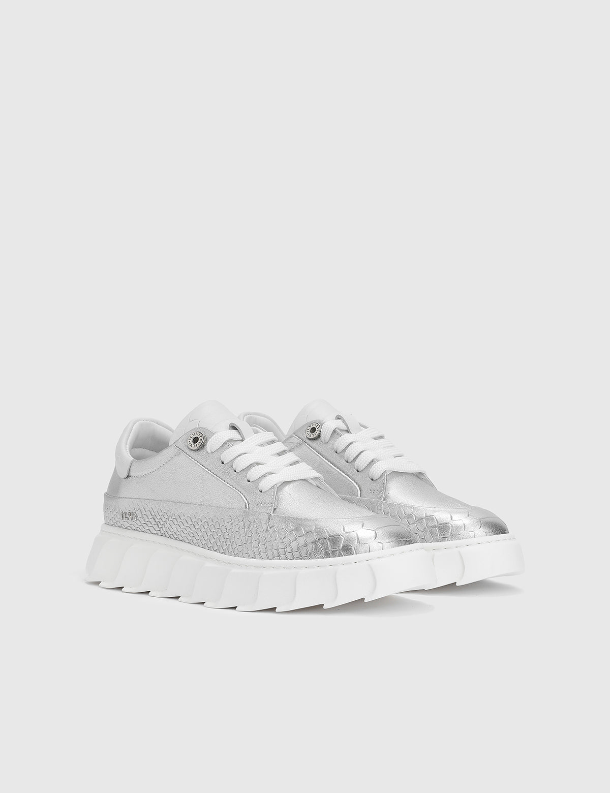 Korevaar Damen-Sneaker aus silbernem Leder