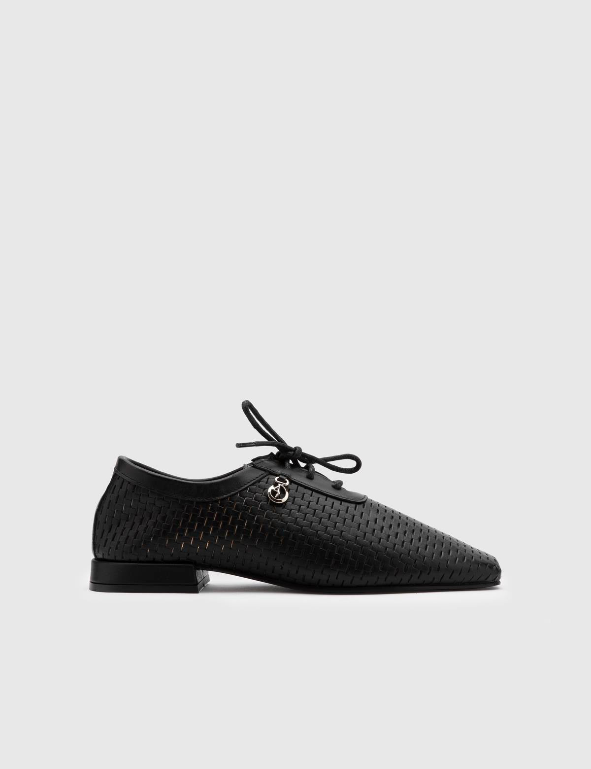 Marleen Damen Oxford aus schwarzem Leder