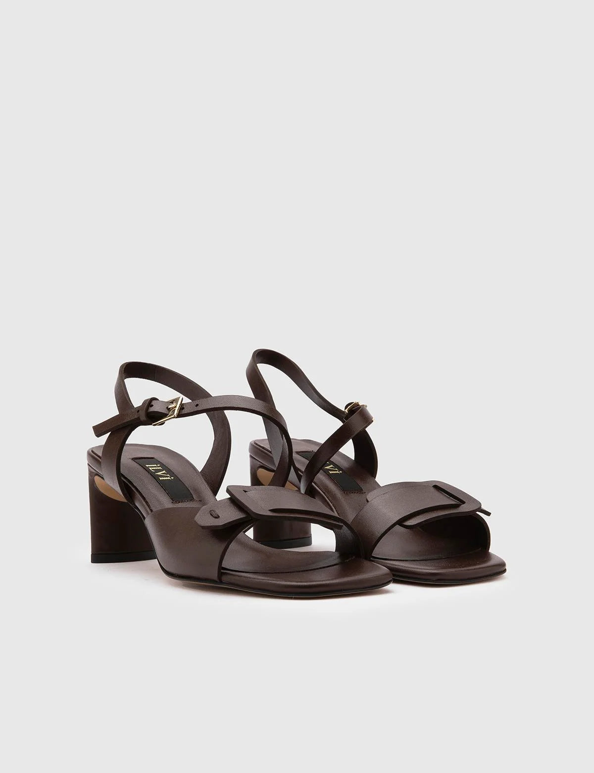 Vince Damen-Sandalen aus braunem Leder mit Absatz