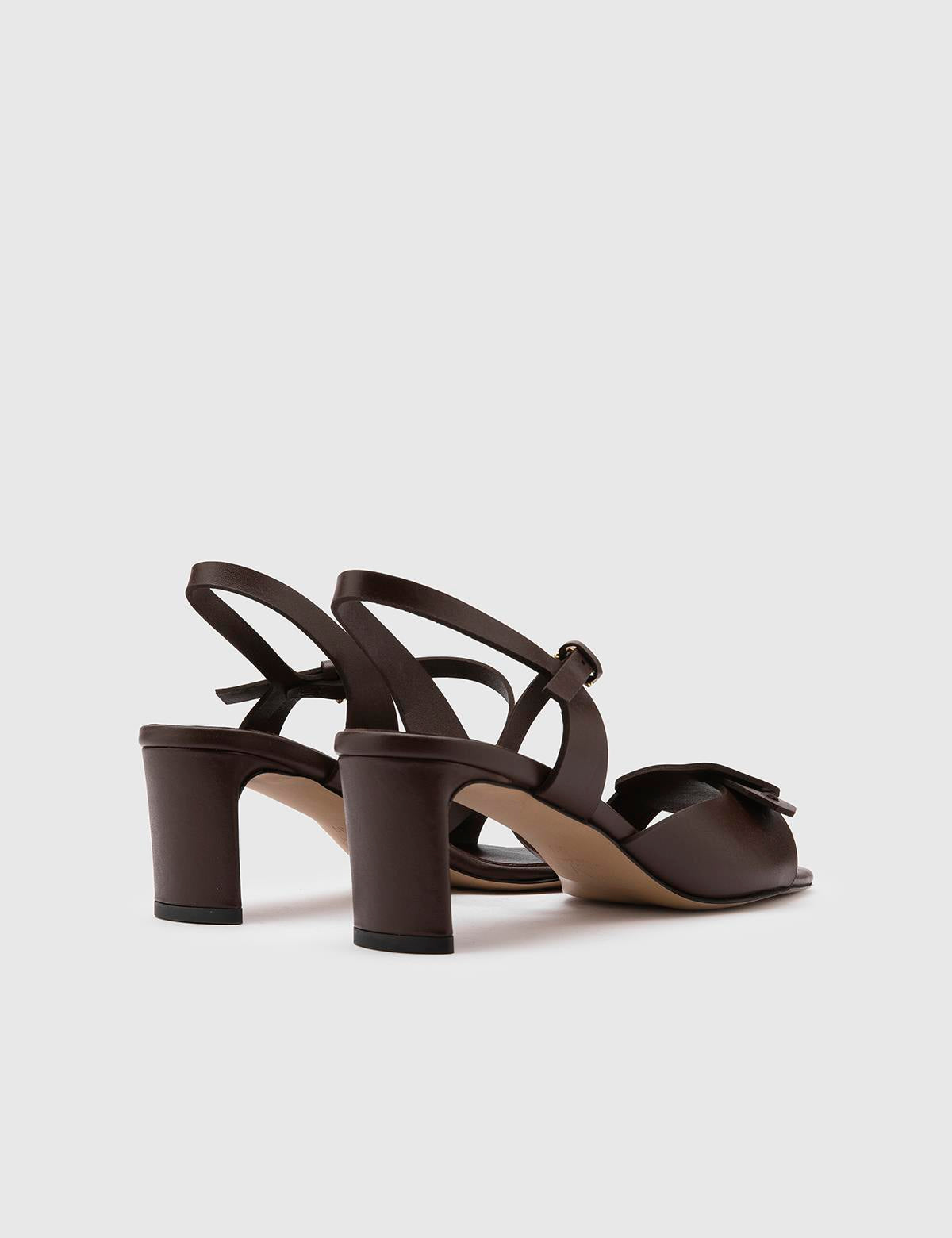 Vince Damen-Sandalen aus braunem Leder mit Absatz