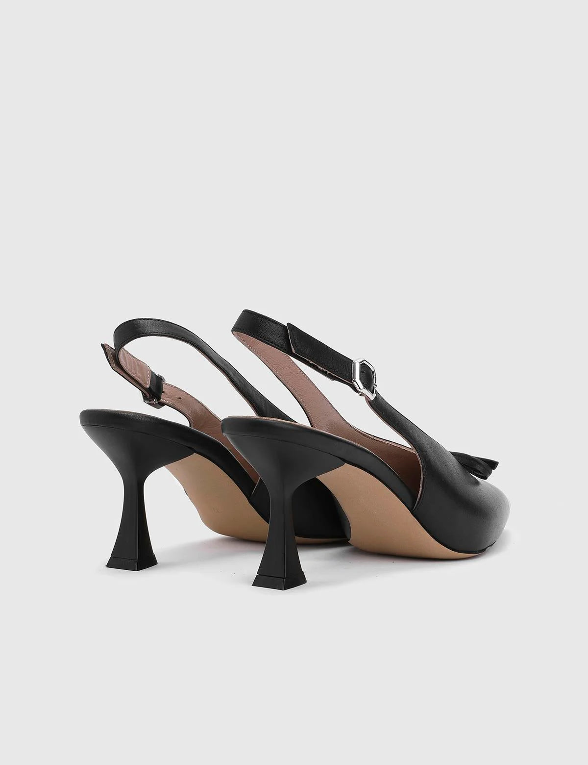 Vyver Damen-Sandalen mit Absatz aus schwarzem Leder