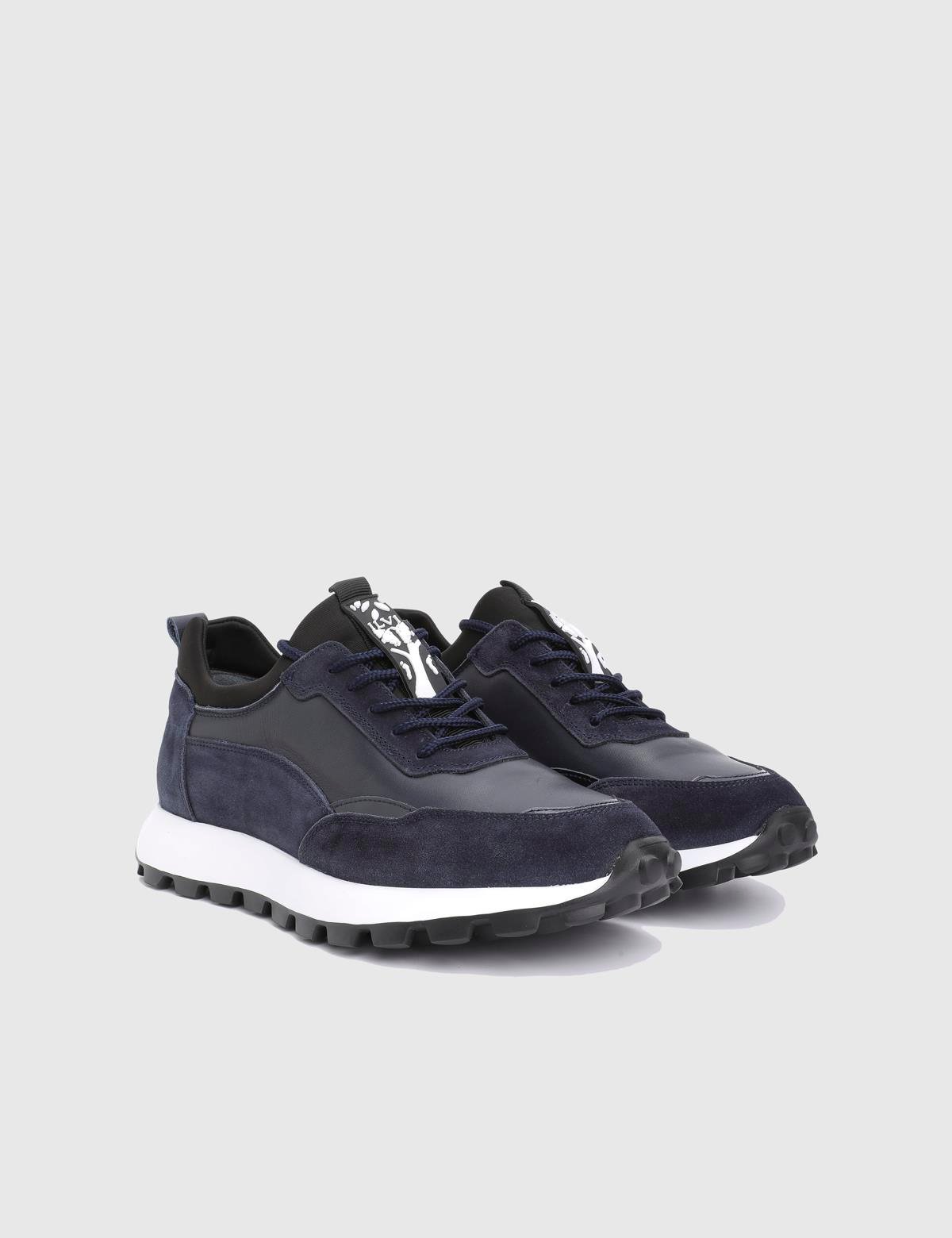 Aaron Navy Blue Suede Leather Men's Sneaker