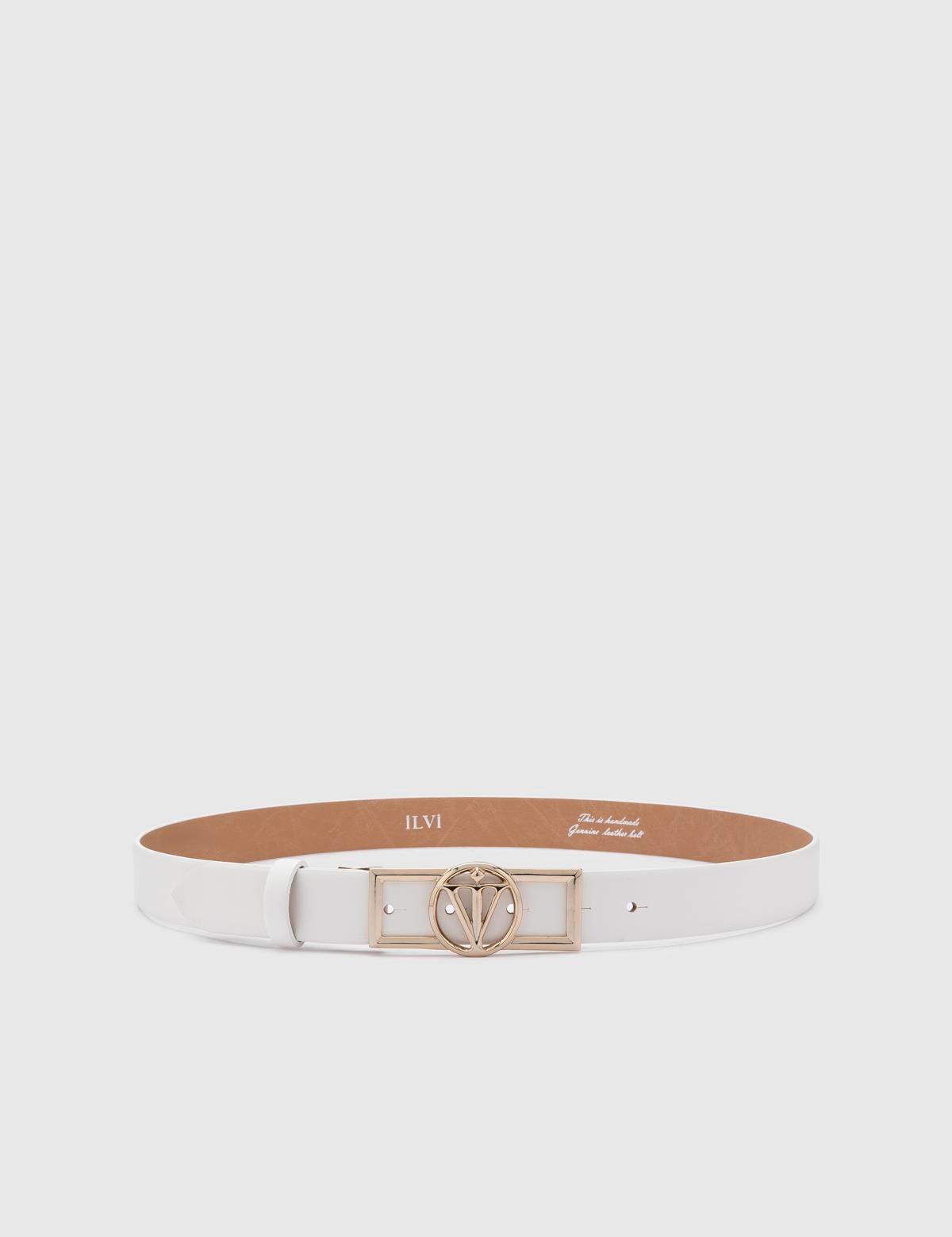 Agathe White Leather Women's Belt