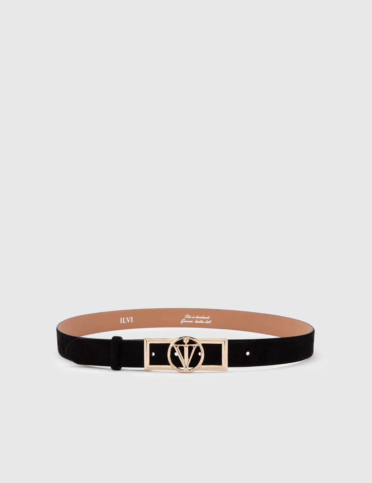 Agathe Black Suede Leather Women's Belt