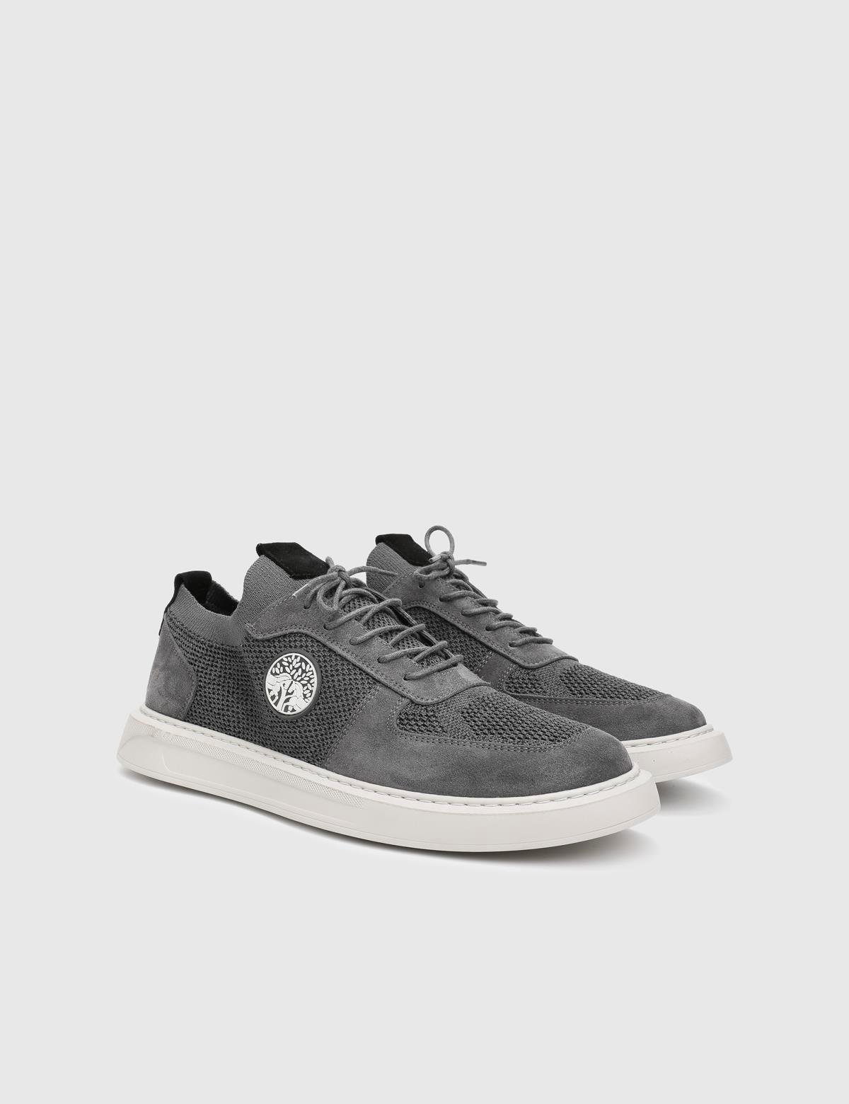 Albury Grey Suede Leather Tricot Men's Sneaker