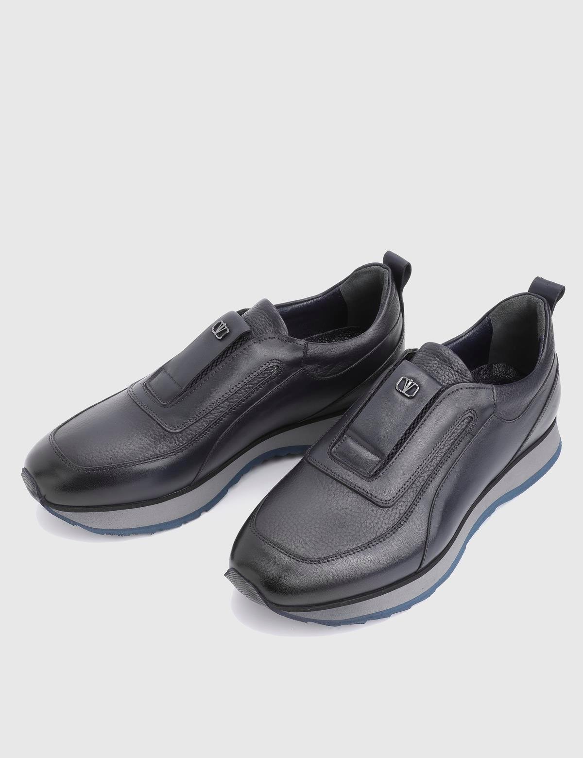 Alek Navy Blue Leather Men's Sneaker