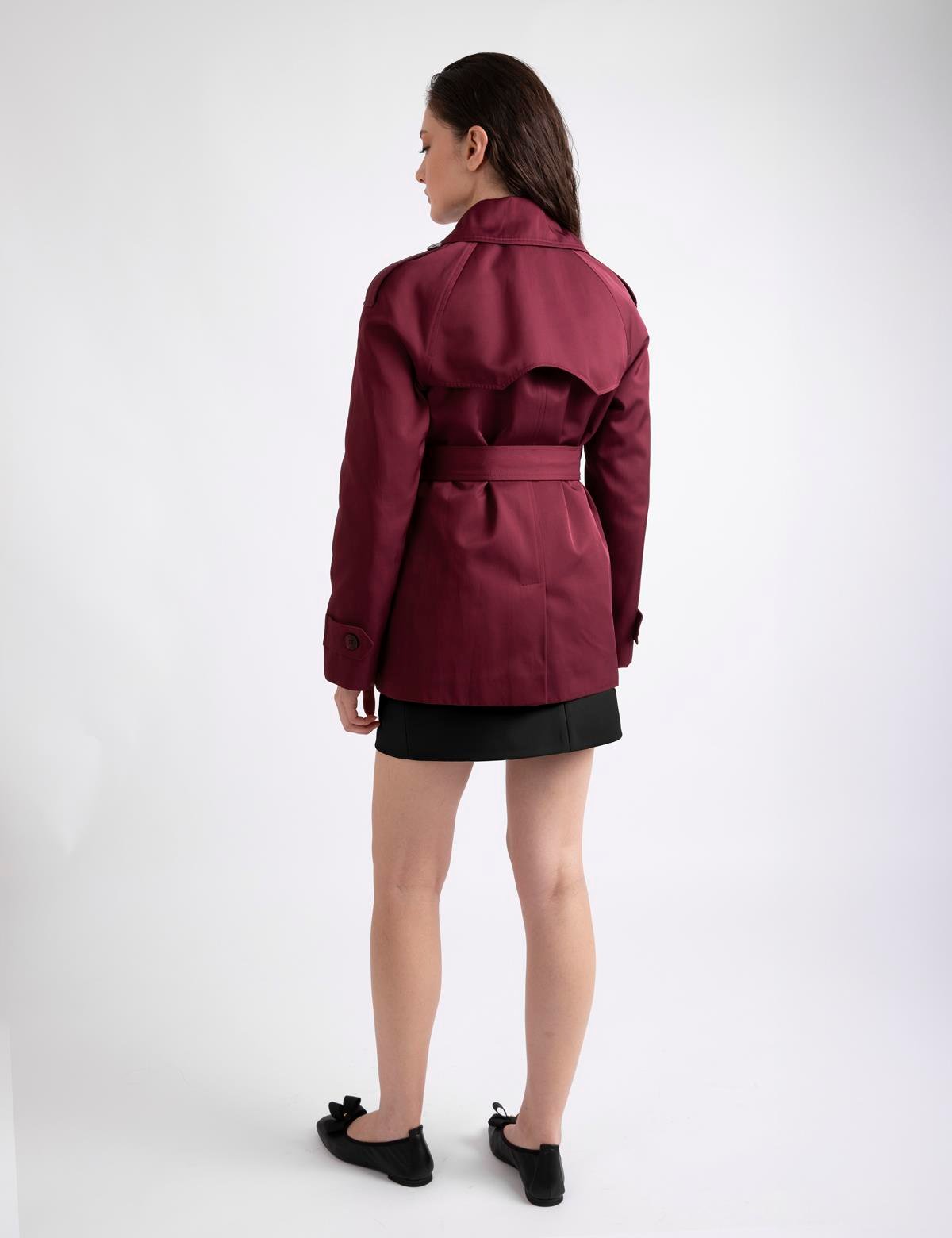 Alissia Burgundy Women's Trench Coat