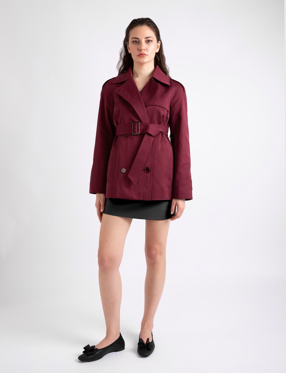 Alissia Burgundy Women's Trench Coat