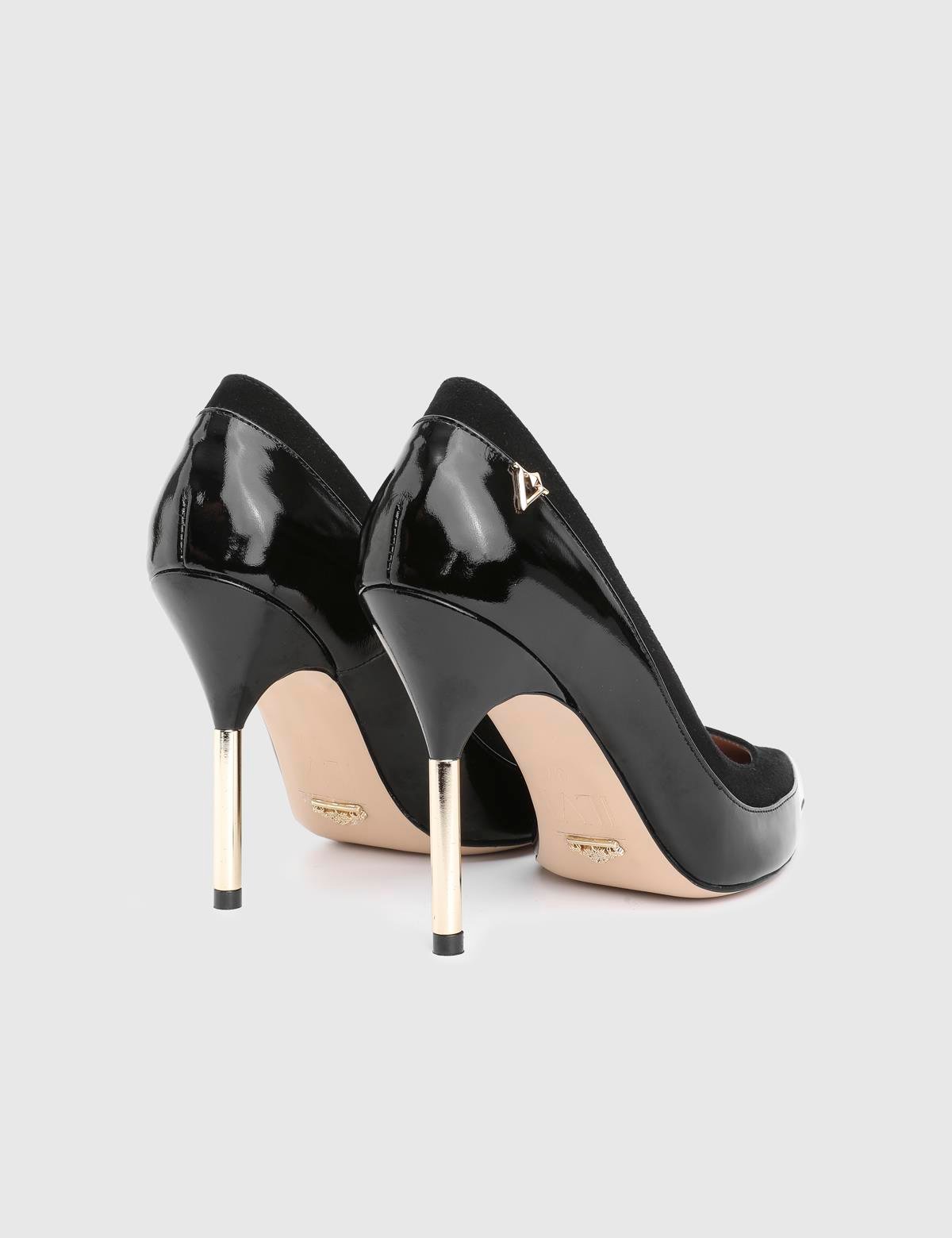 Alles Black Patent Leather Suede Women's Pump