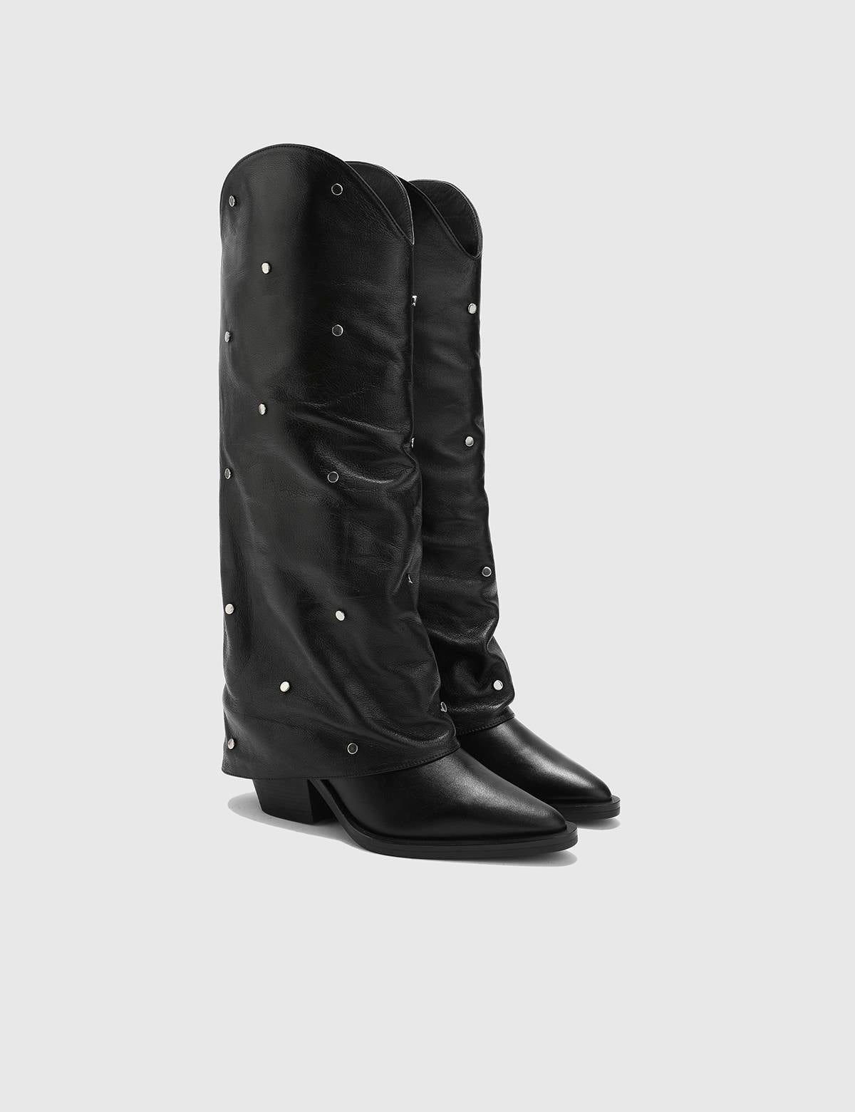 Alvise Schwarzer Leder-Damenstiefel mit hohem Absatz