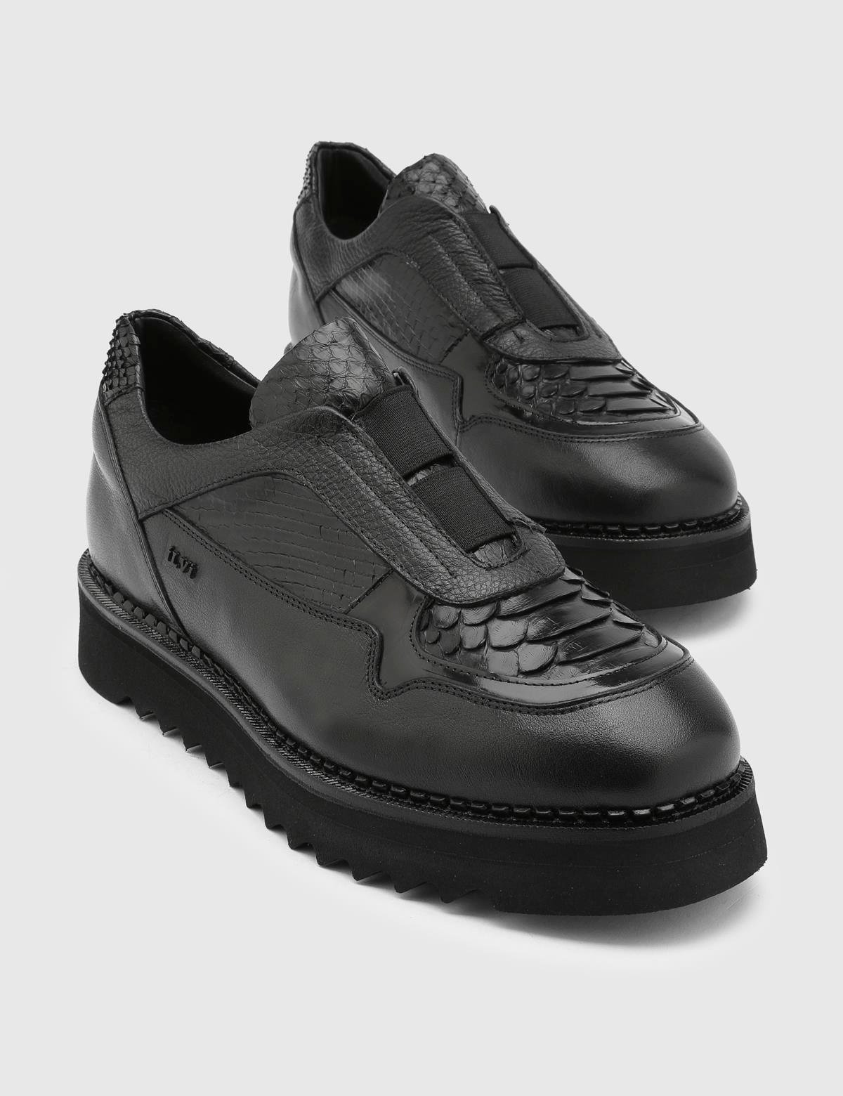 Alwyn Black Snake Leather Men's Loafer