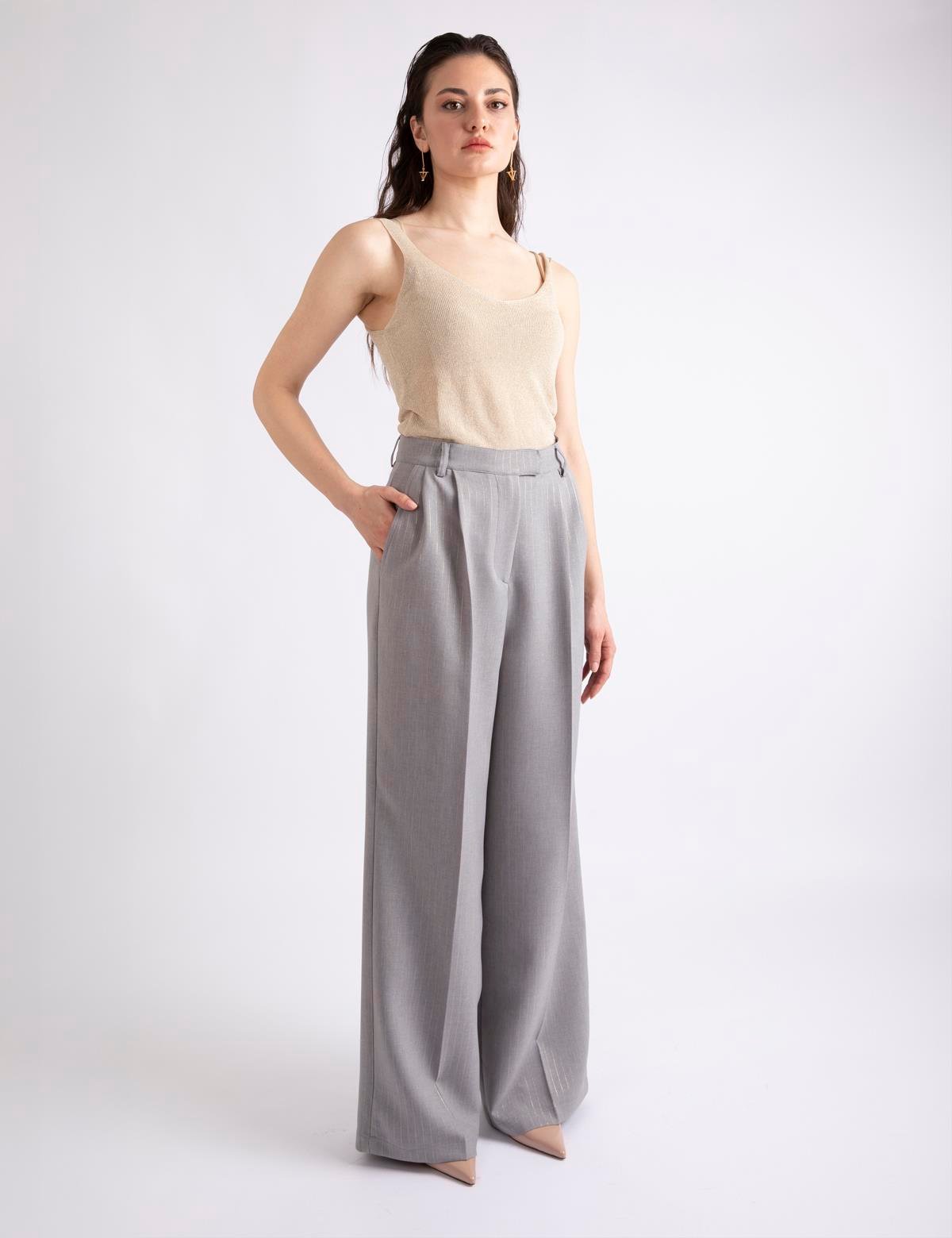 Alyones Grey Women's Palazzo Trousers