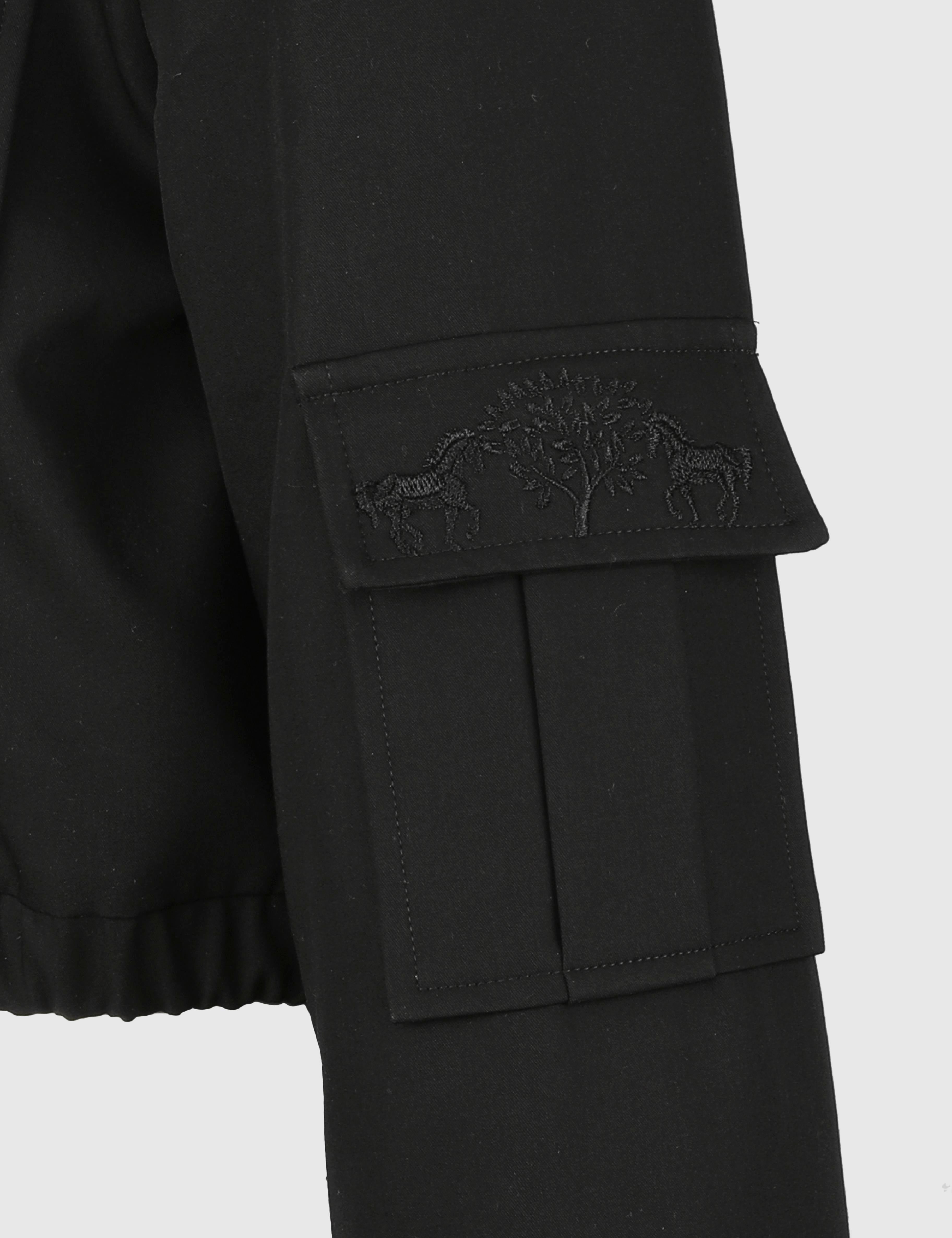 Ambra Black Women's Crop Bomber Jacket