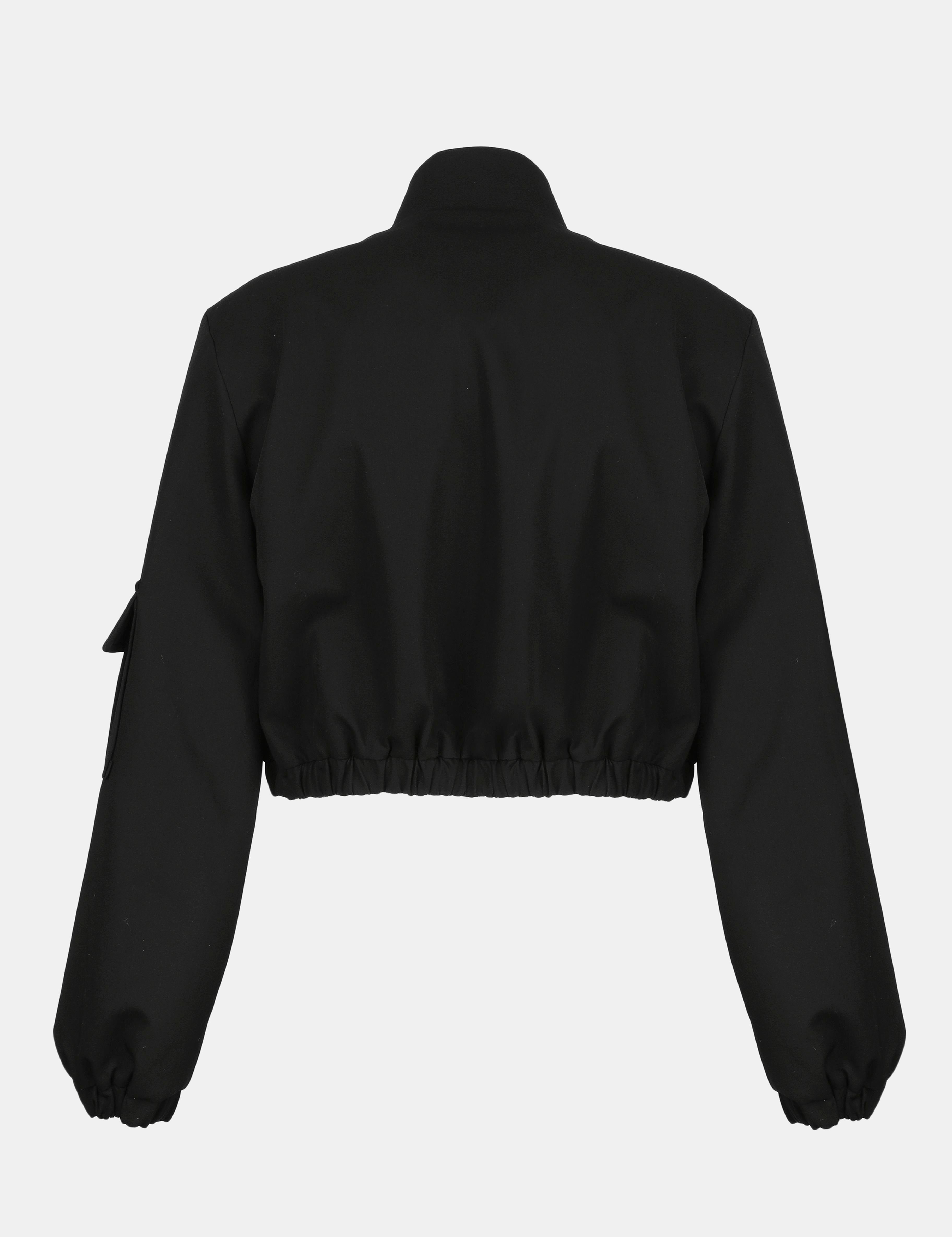 Ambra Black Women's Crop Bomber Jacket