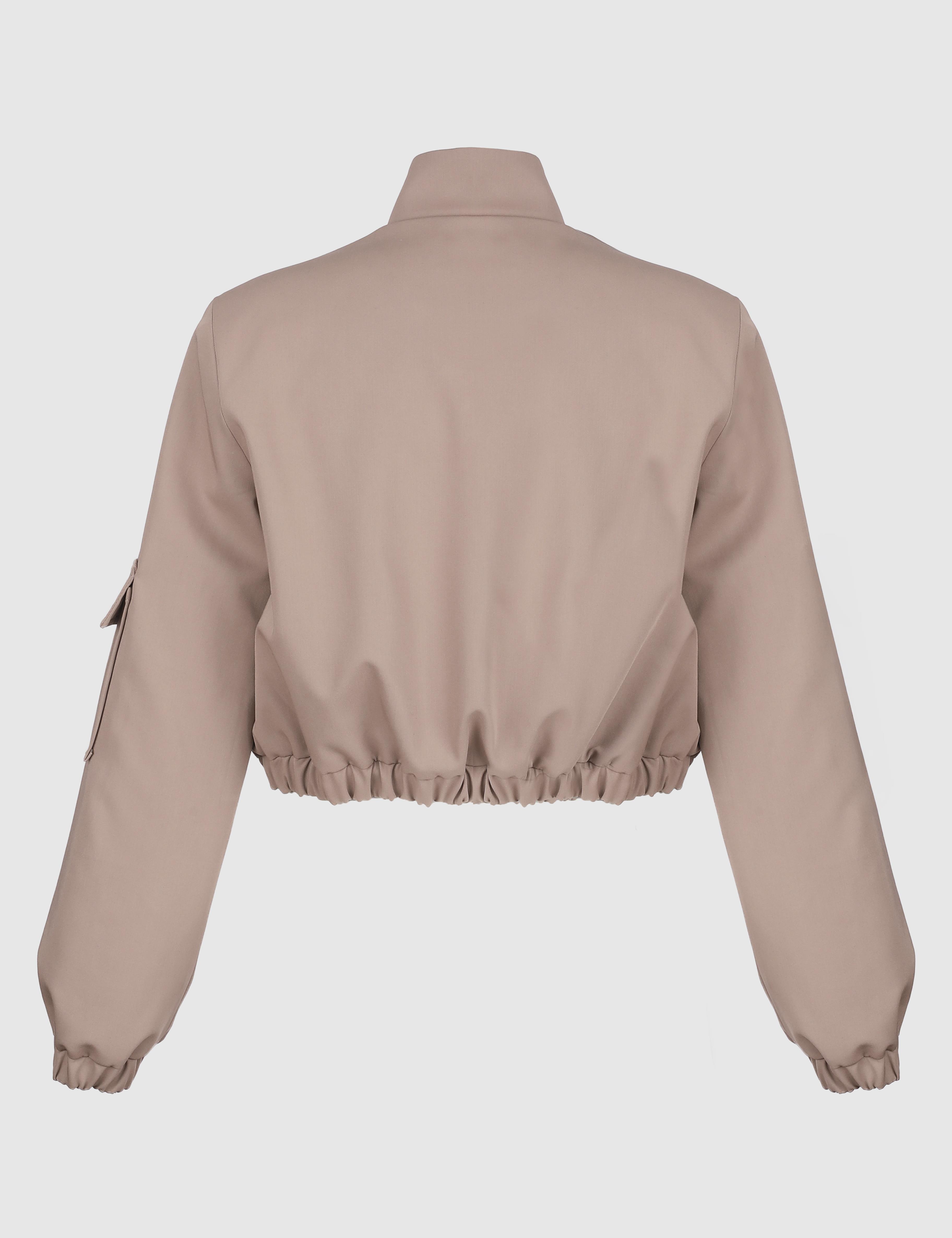 Ambra Mink Women's Crop Bomber Jacket