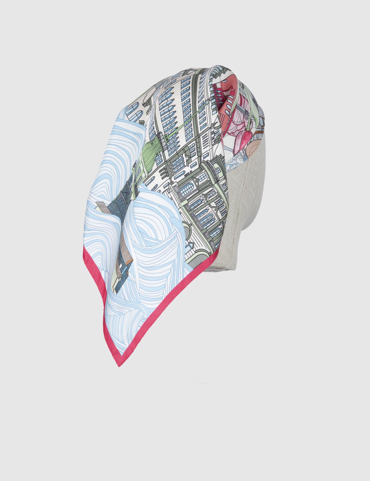 Asmara Fuchsia-Blue Silk Twill Women's Shawl