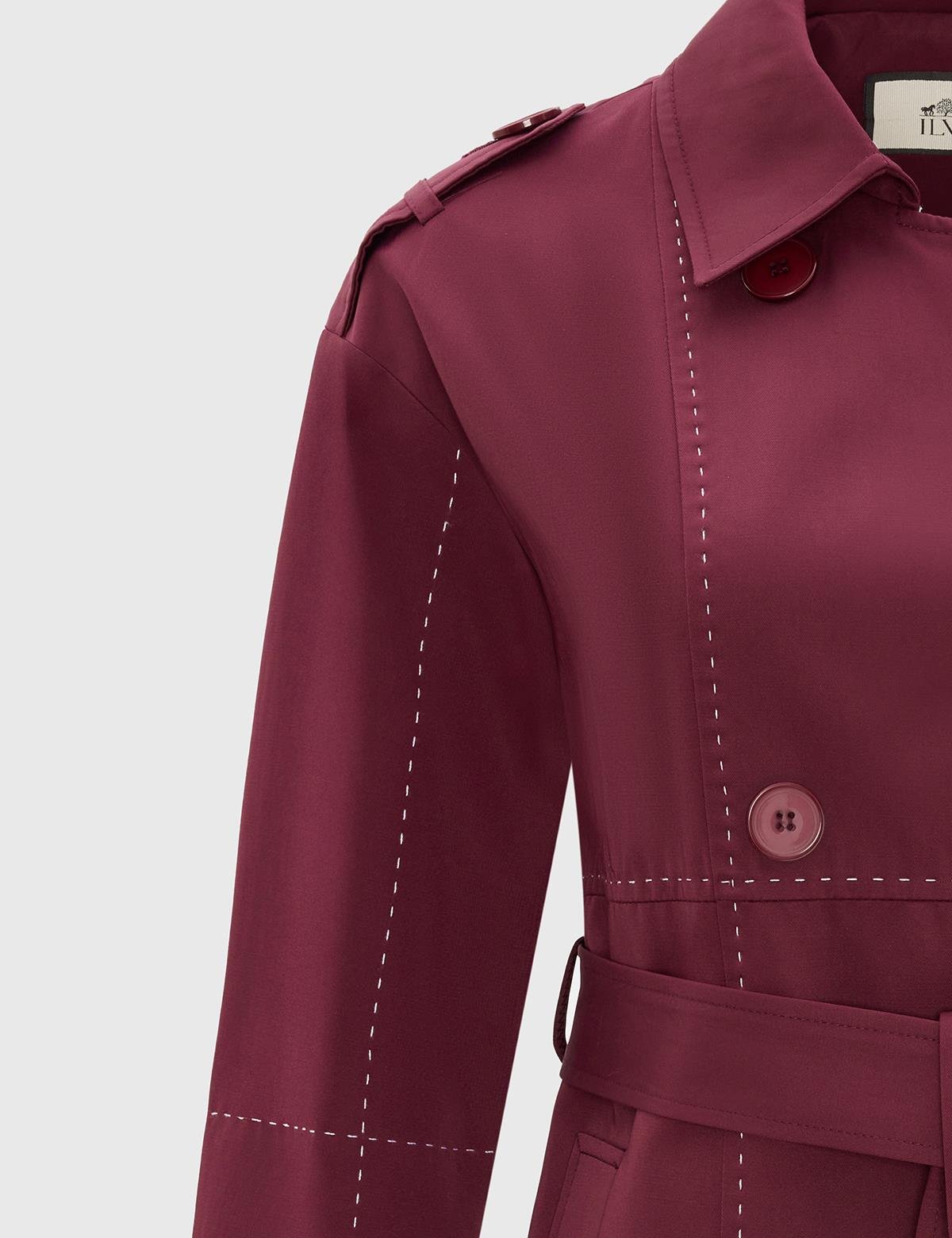 Andrada Burgundy Women's Trench Coat