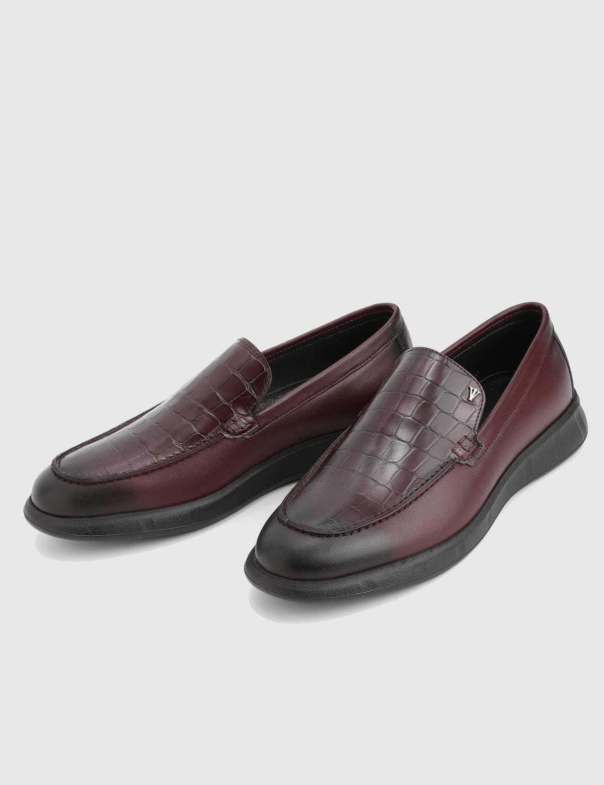 Angelo Burgundy Leather Crocodile Men's Loafer