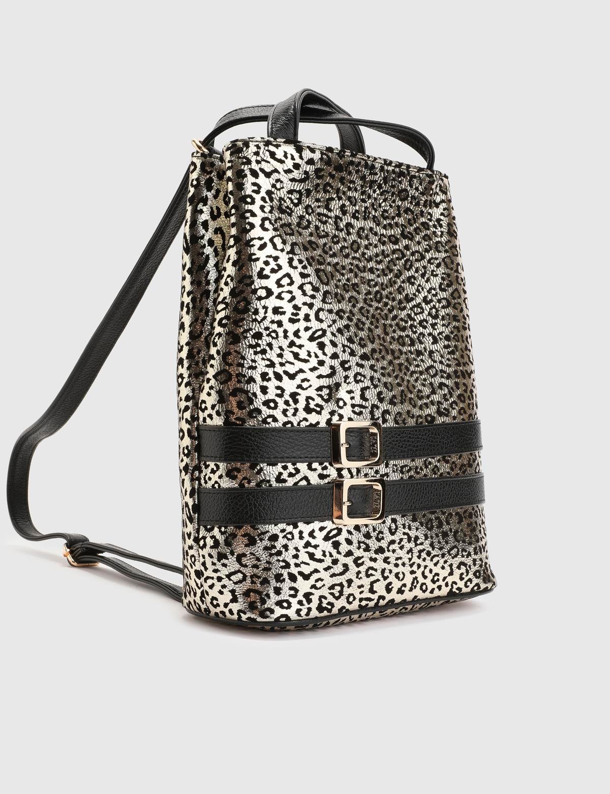 Anke Gold Printed Leather Women's Backpack