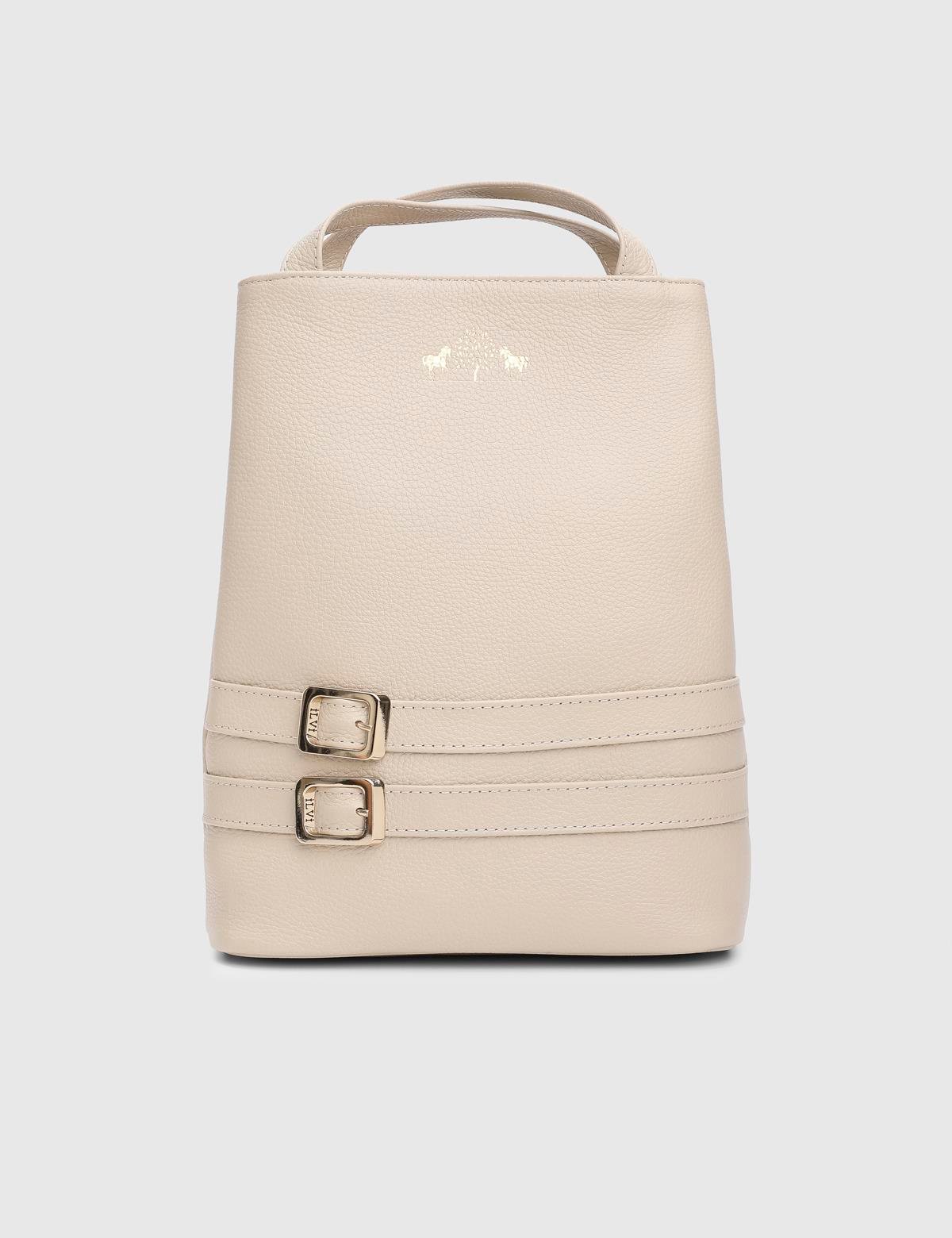 Anke Beige Floater Leather Women's Backpack