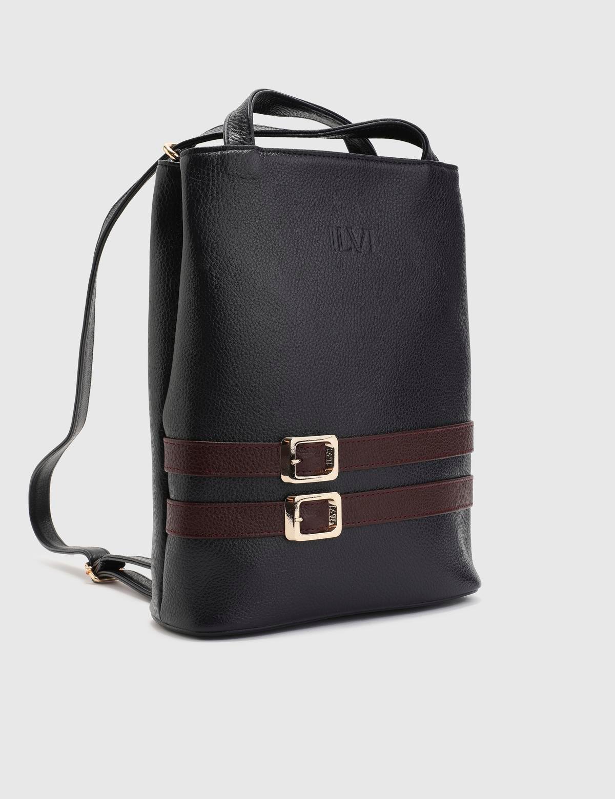 Anke Navy Blue Floater Leather Women's Backpack