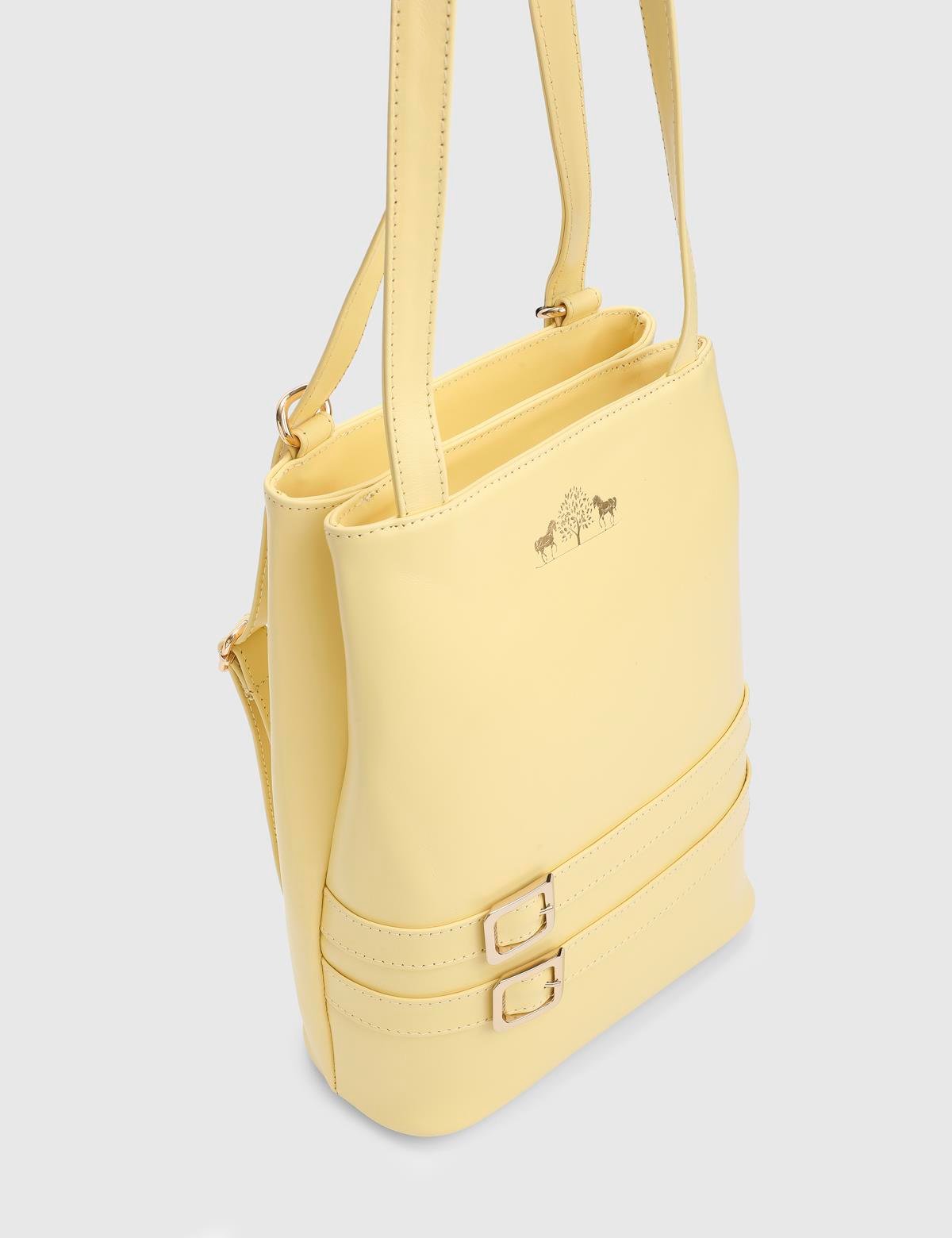 Anke Yellow Floater Leather Women's Backpack