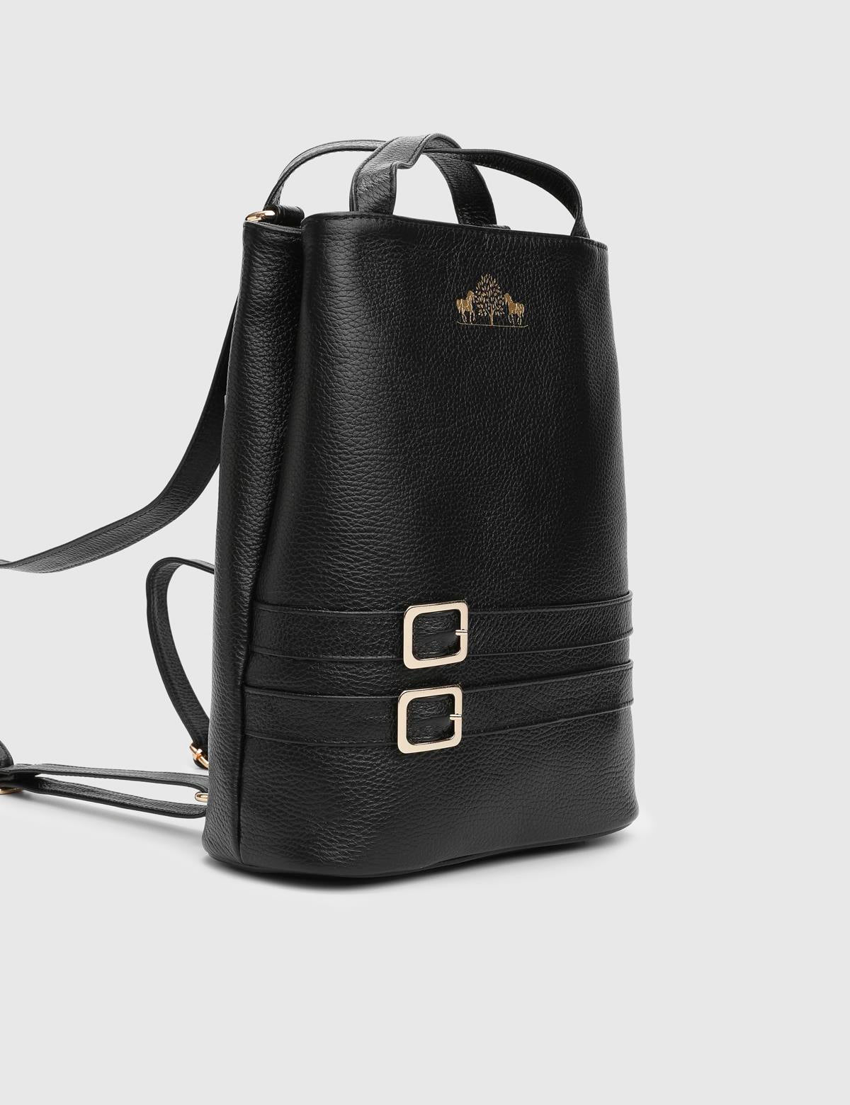Anke Black Floater Leather Women's Backpack