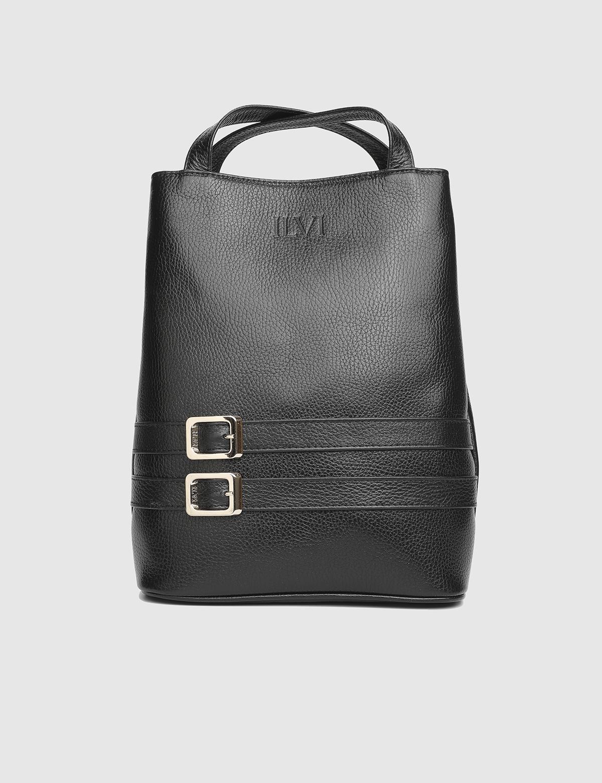 Anke Black Floater Leather Women's Backpack