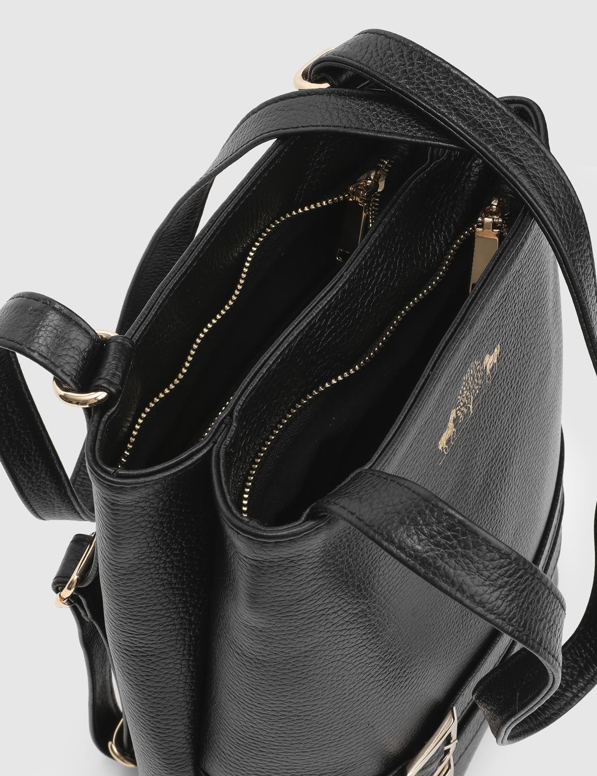 Anke Black Floater Leather Women's Backpack