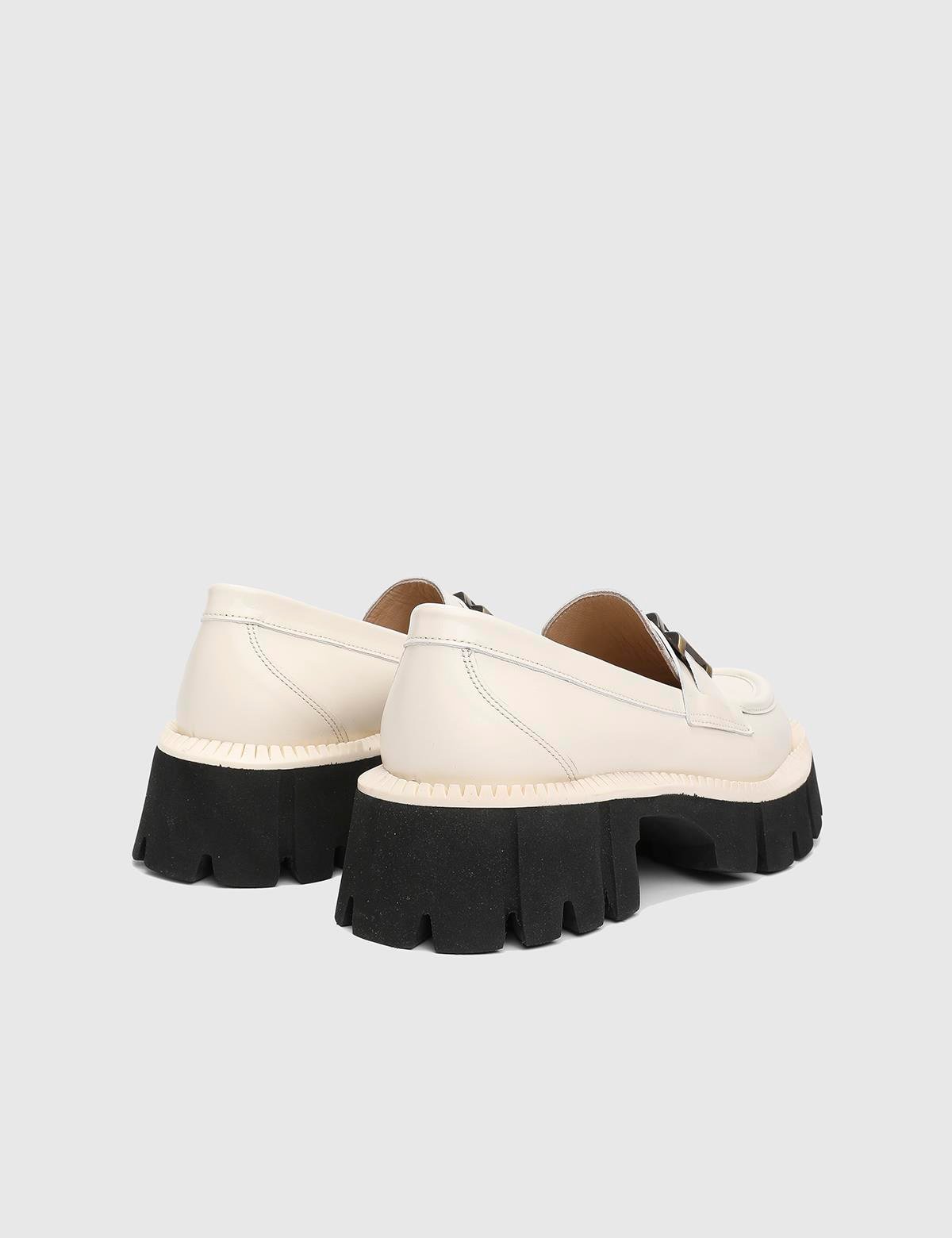 Anto Beige Leather Women's Loafer