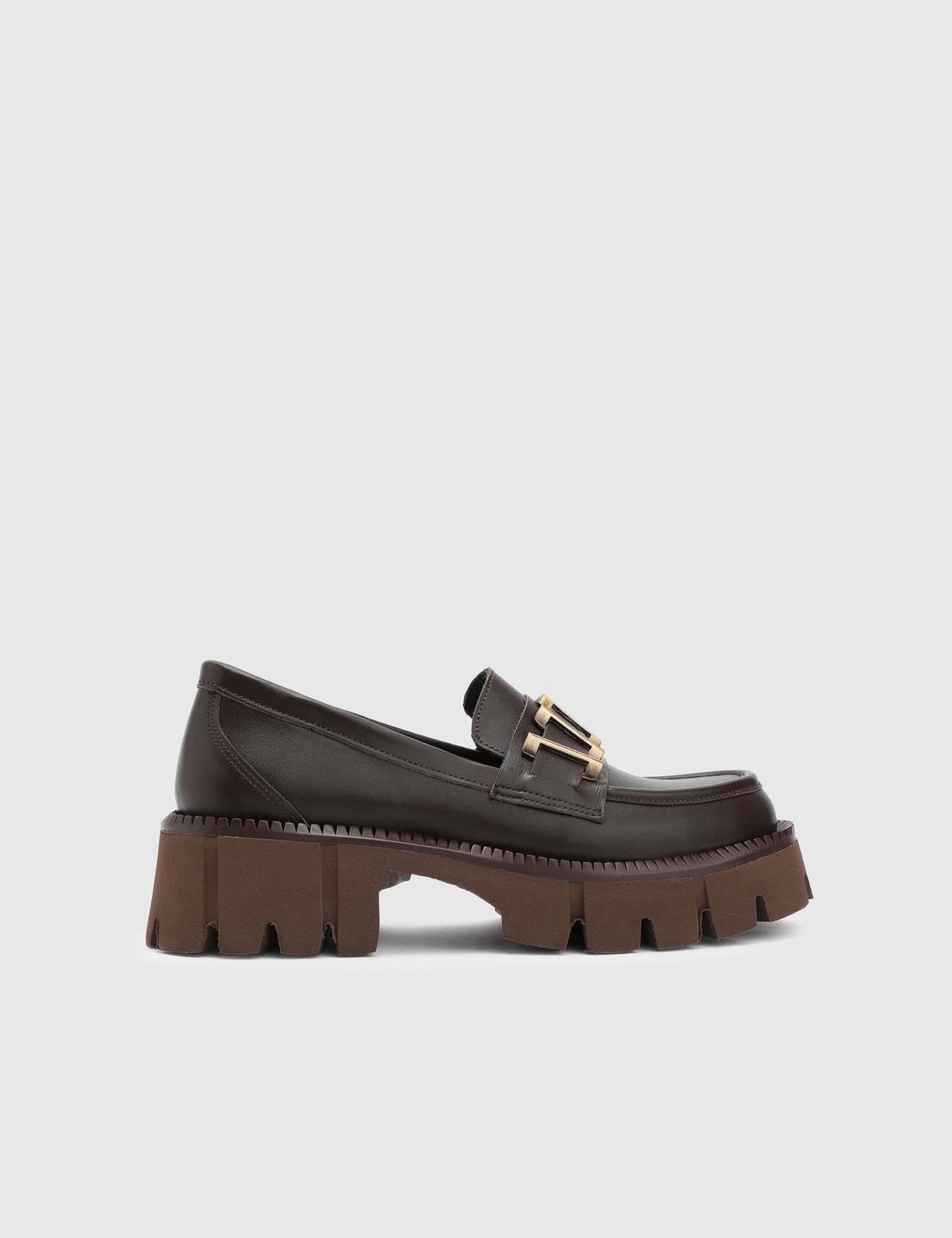 Anto Brown Leather Women's Loafer