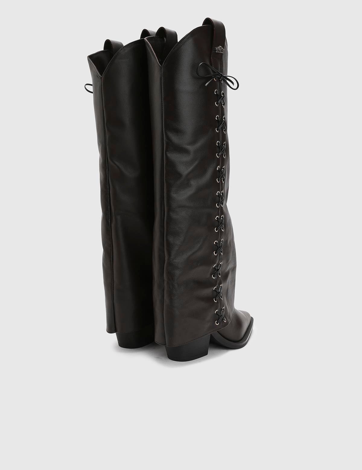 Aradia Brown Leather Women's Heeled High Boot