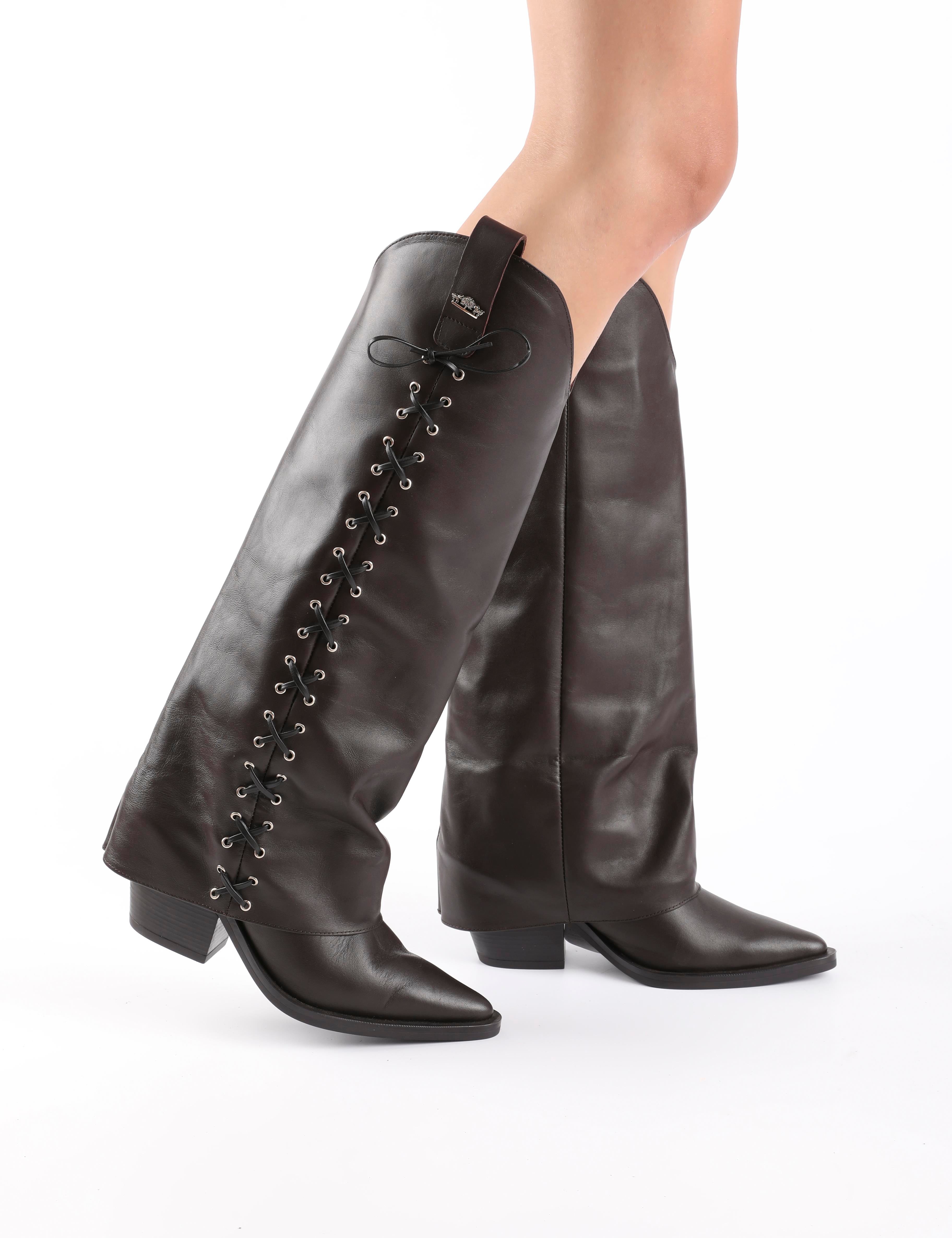 Aradia Brown Leather Women's Heeled High Boot