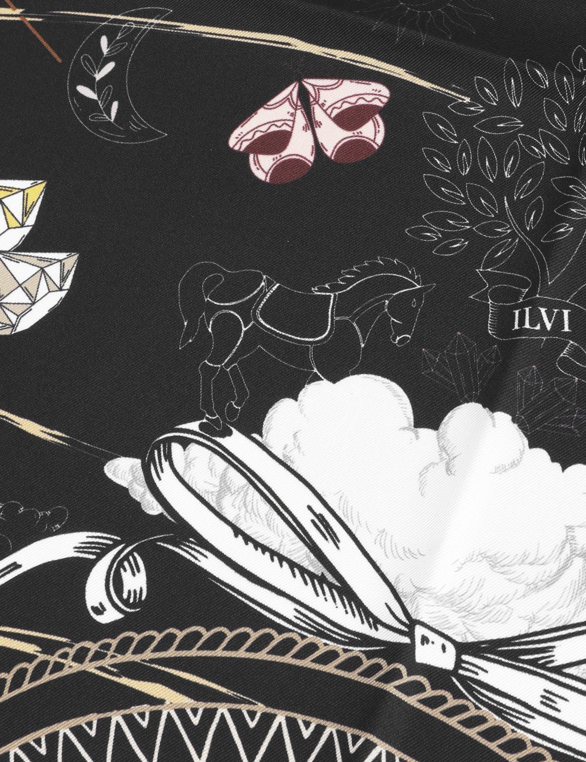 Arita Black Silk Twill Women's Scarf