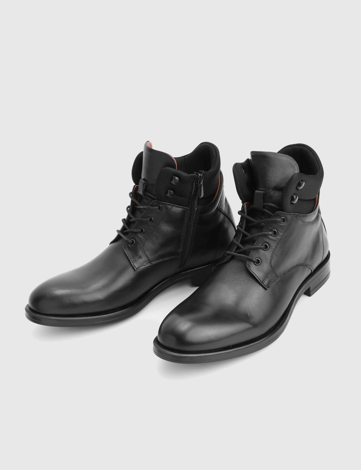 Armando Black Leather Fabric Men's Boot