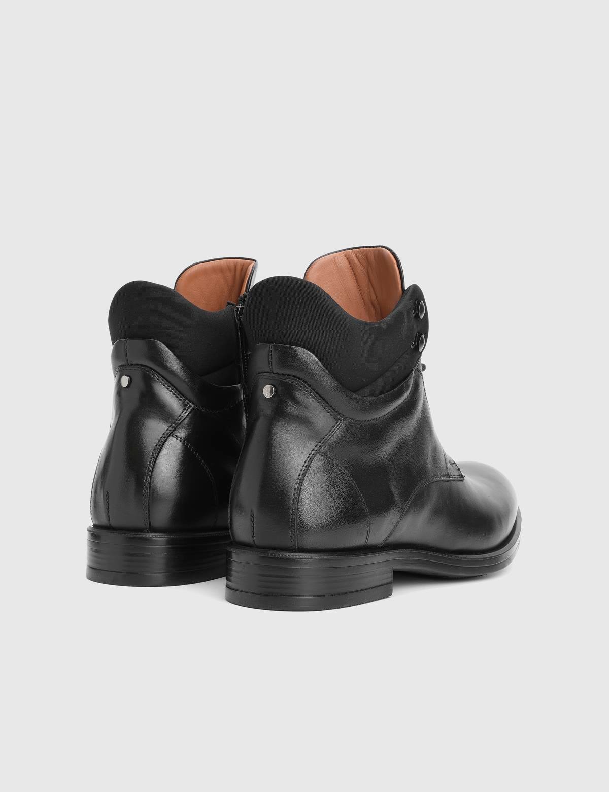 Armando Black Leather Fabric Men's Boot