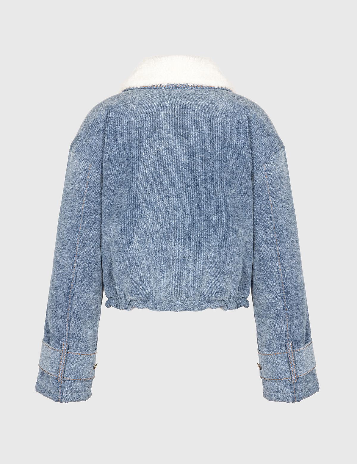 Arven Light Blue Women's Cotton Aviator Bomber Jacket