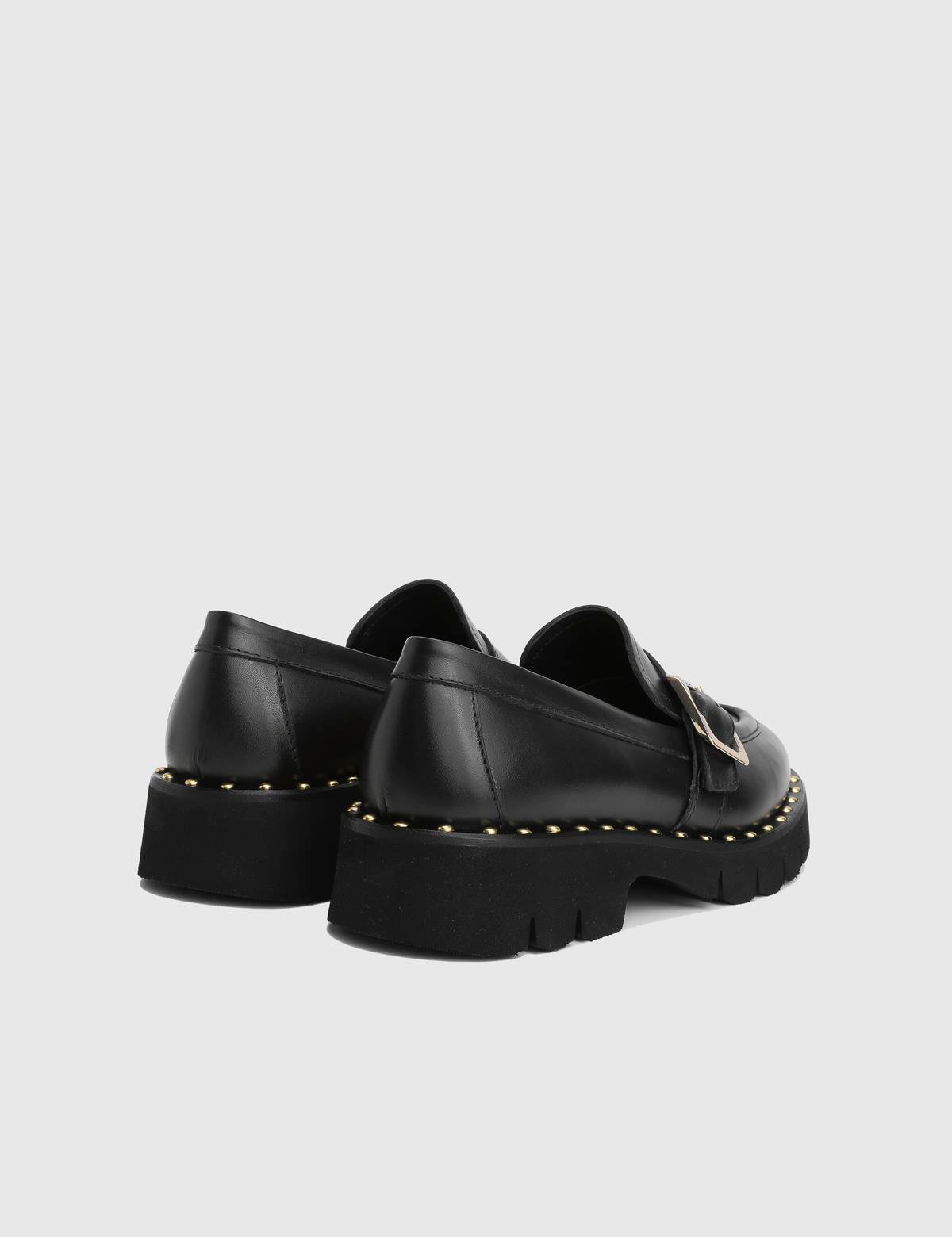 Avilia Black Leather Women's Loafer