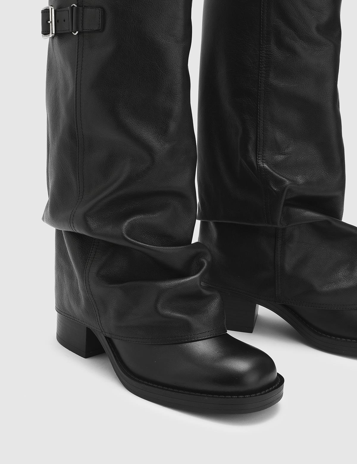 Balbina Black Leather Women's Heeled High Boot