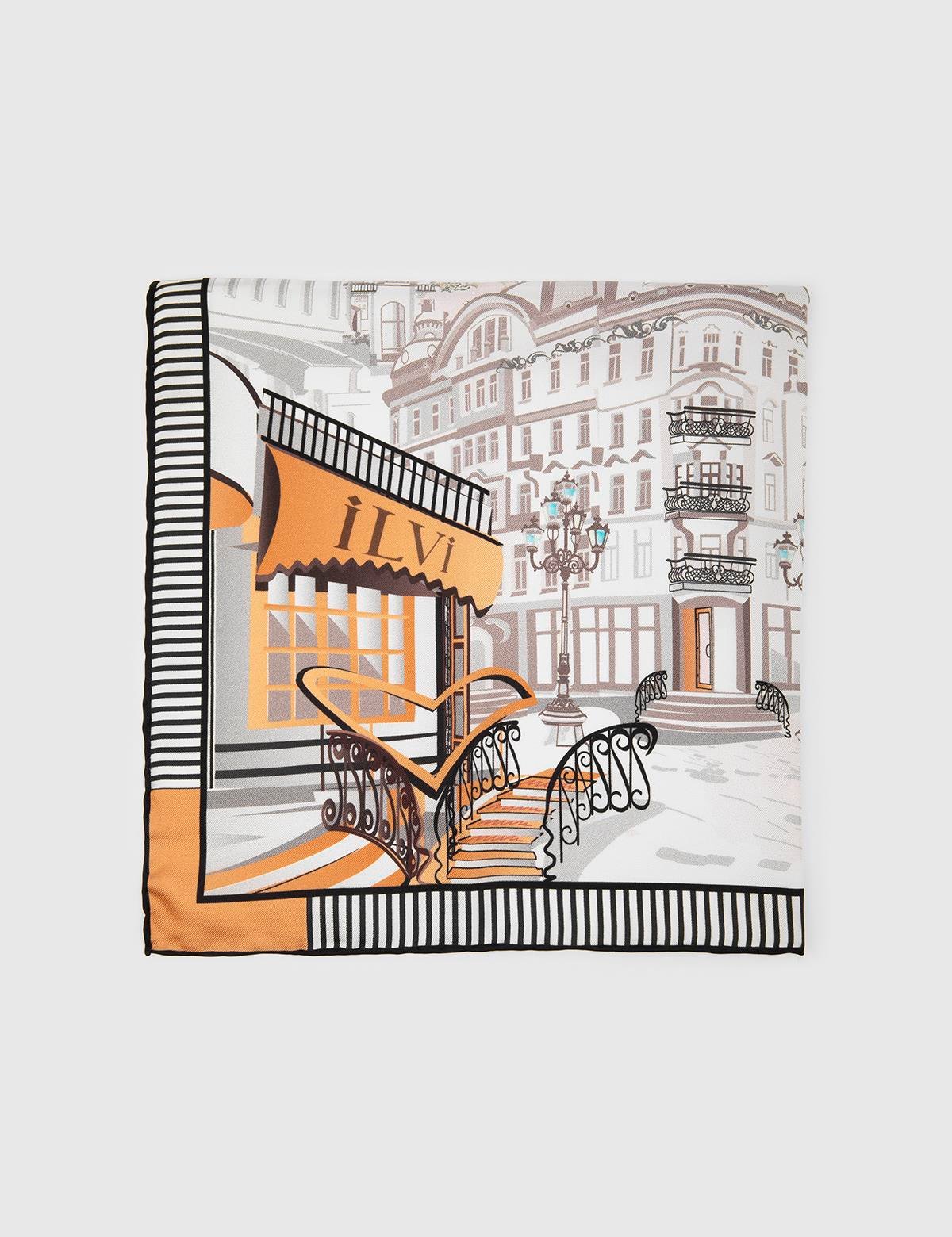 Bascuas Orange-Mink Silk Twill Women's Bandana