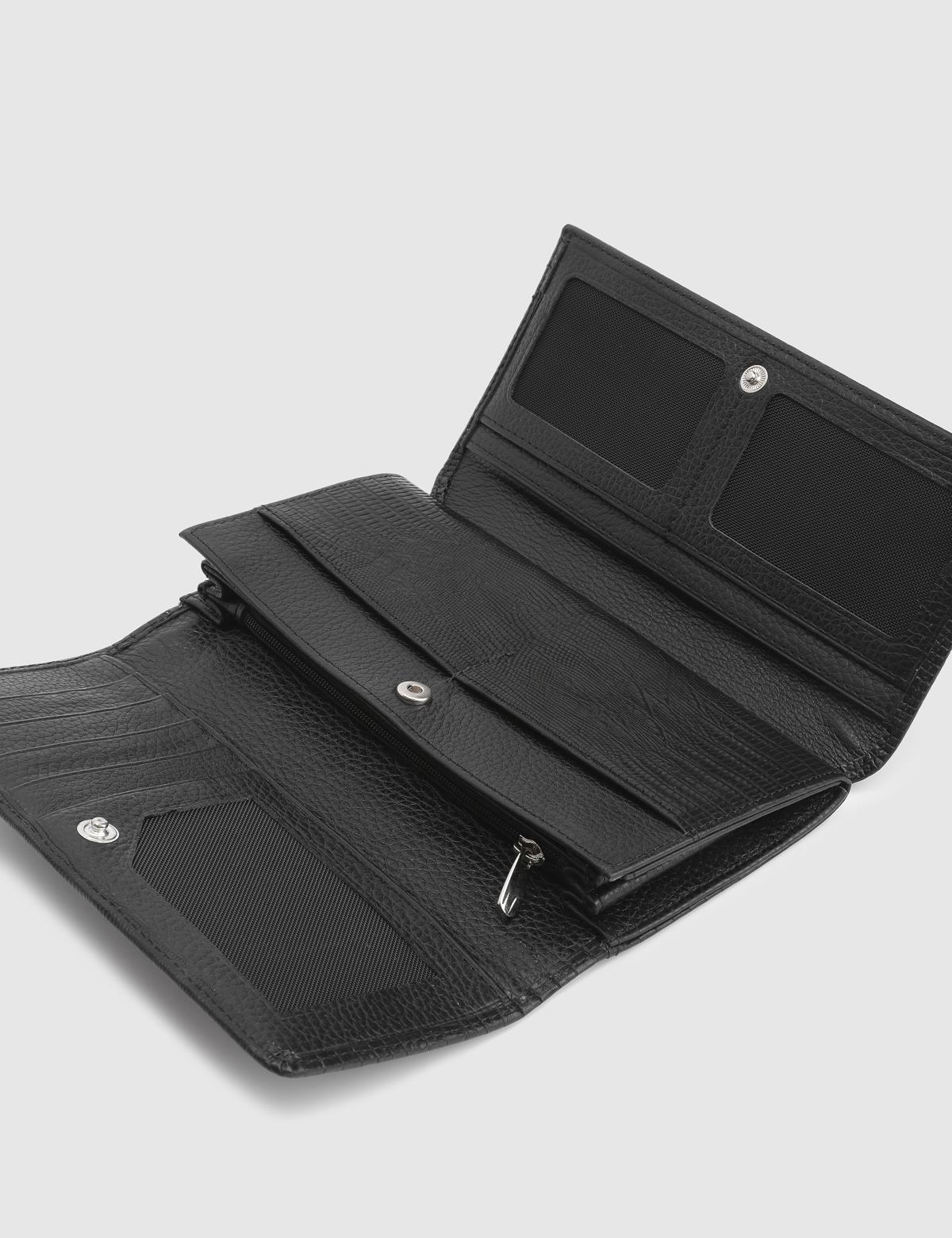 Benson Black Printed Leather Women's Wallet