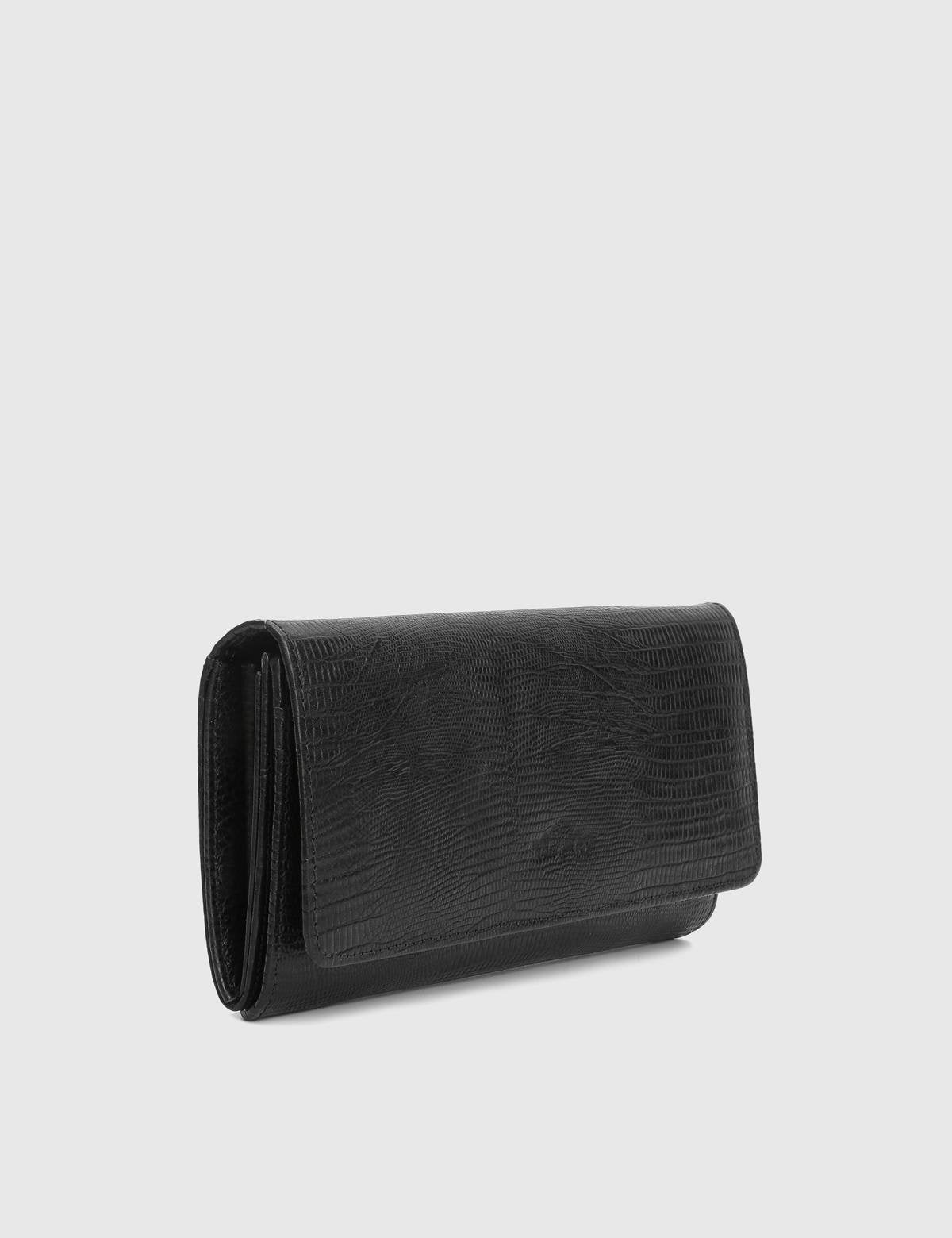 Benson Black Printed Leather Women's Wallet