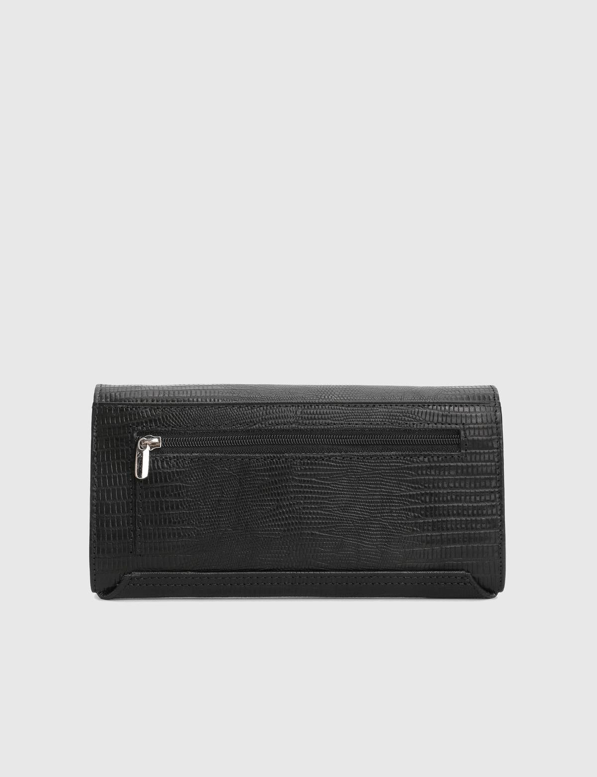 Benson Black Printed Leather Women's Wallet