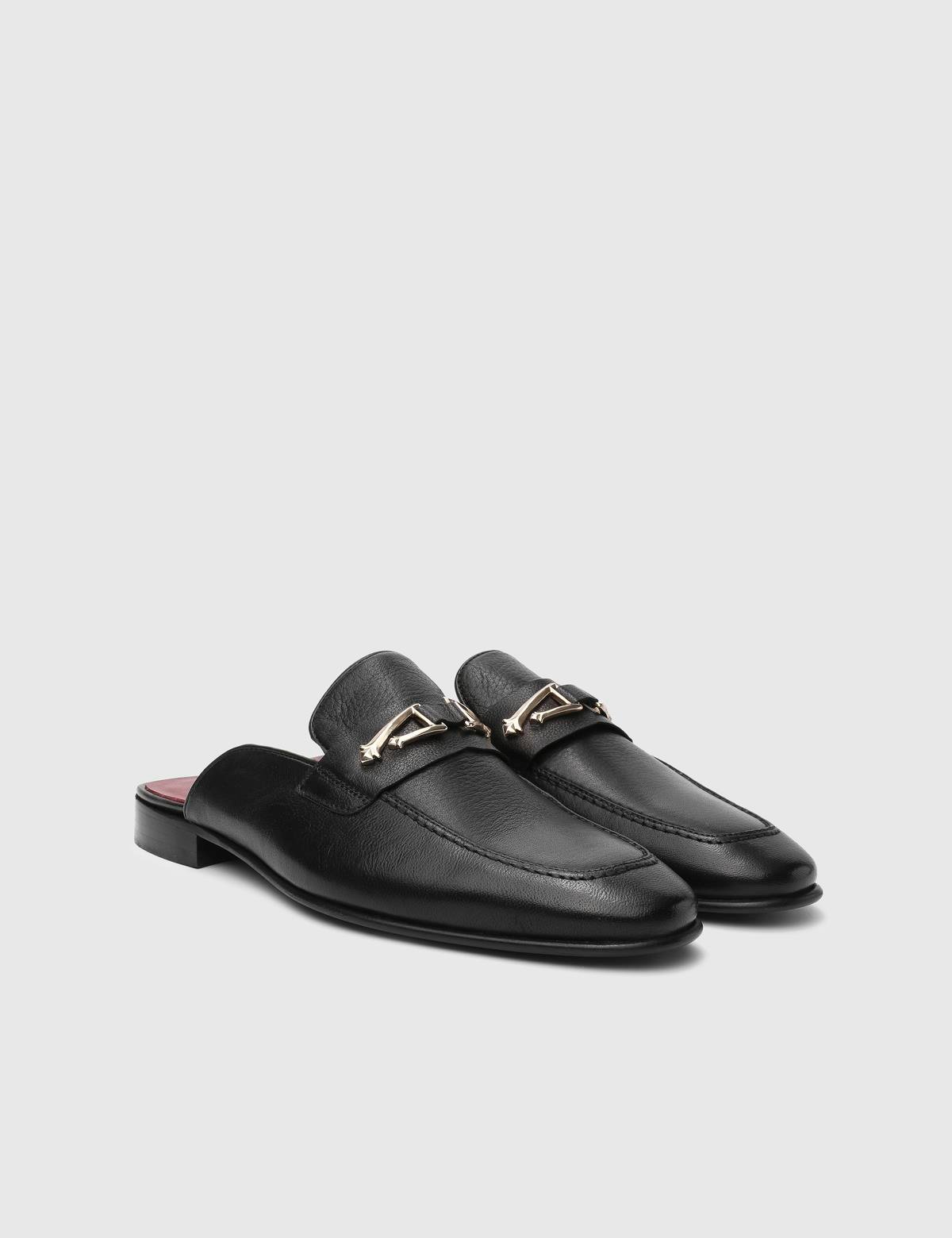 Bilston Black Leather Men's Slipper