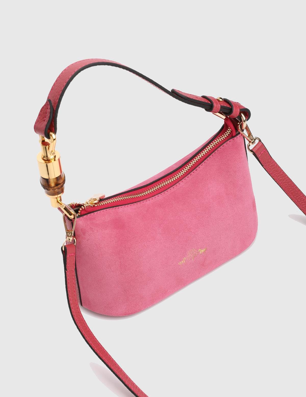 Blaise Pink Suede Leather Women's Shoulder Bag