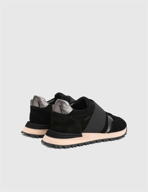 Blendina Black Suede Leather Women's Sneaker