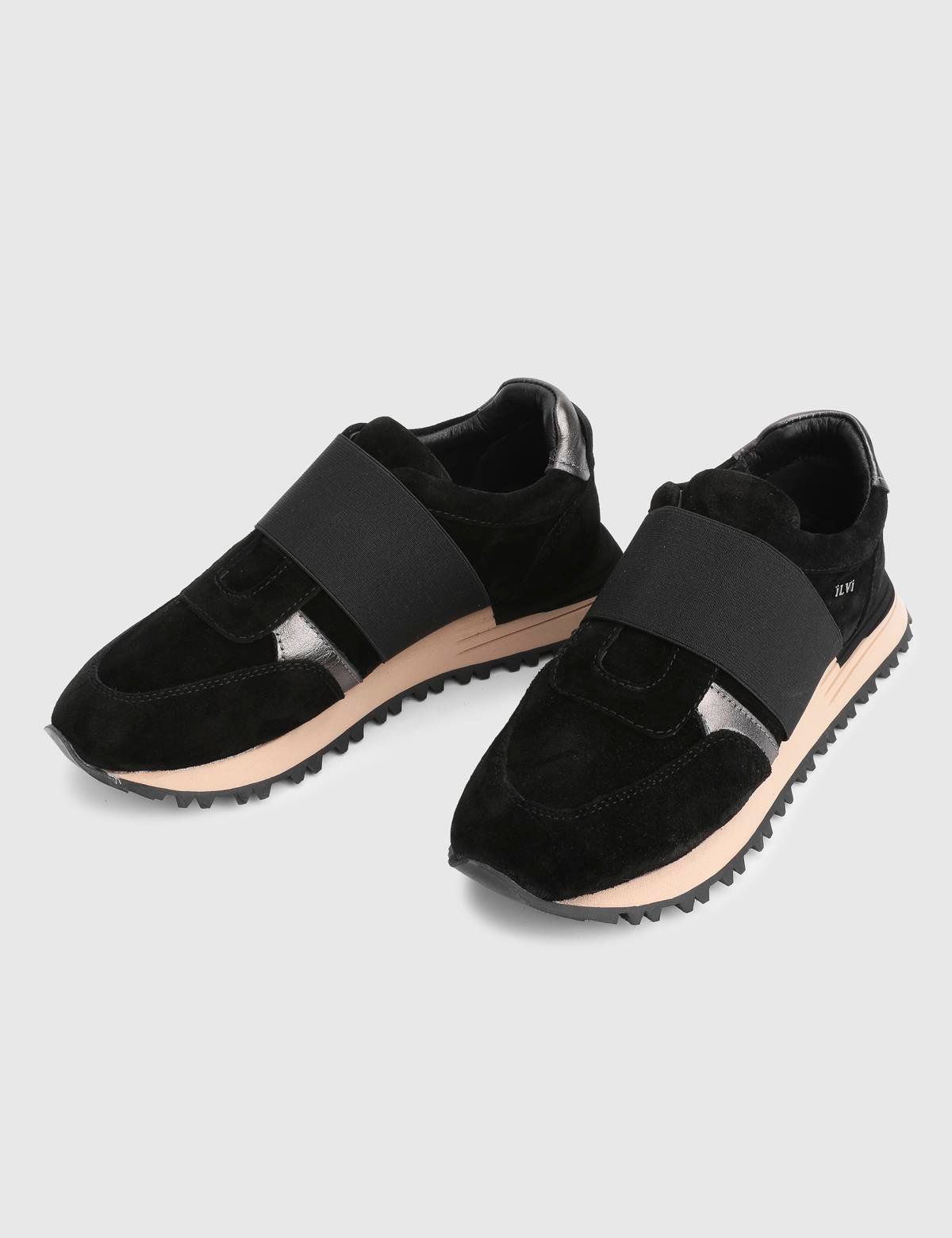 Blendina Black Suede Leather Women's Sneaker
