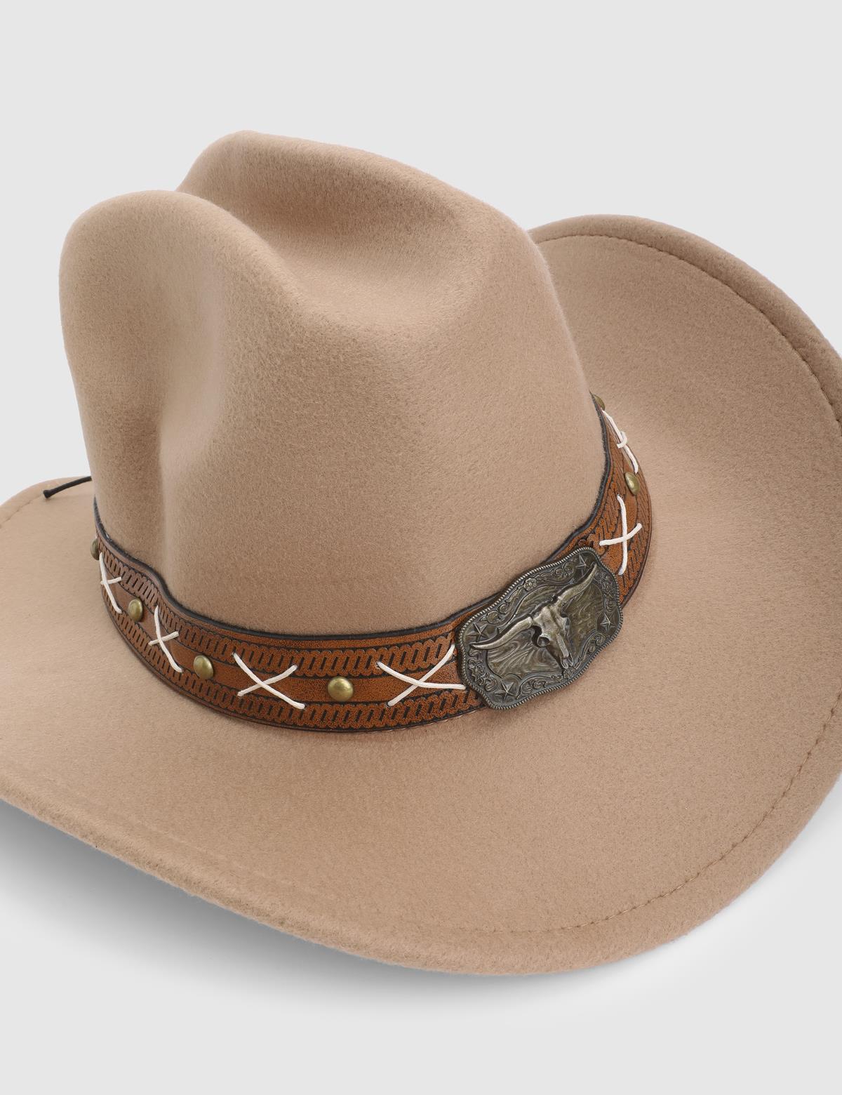 Bondik Beige Unisex Cashmere Cowboy Hat