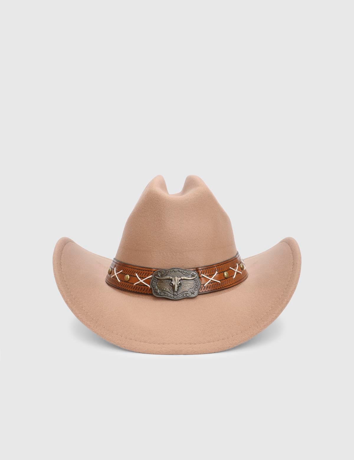 Bondik Beige Unisex Cashmere Cowboy Hat
