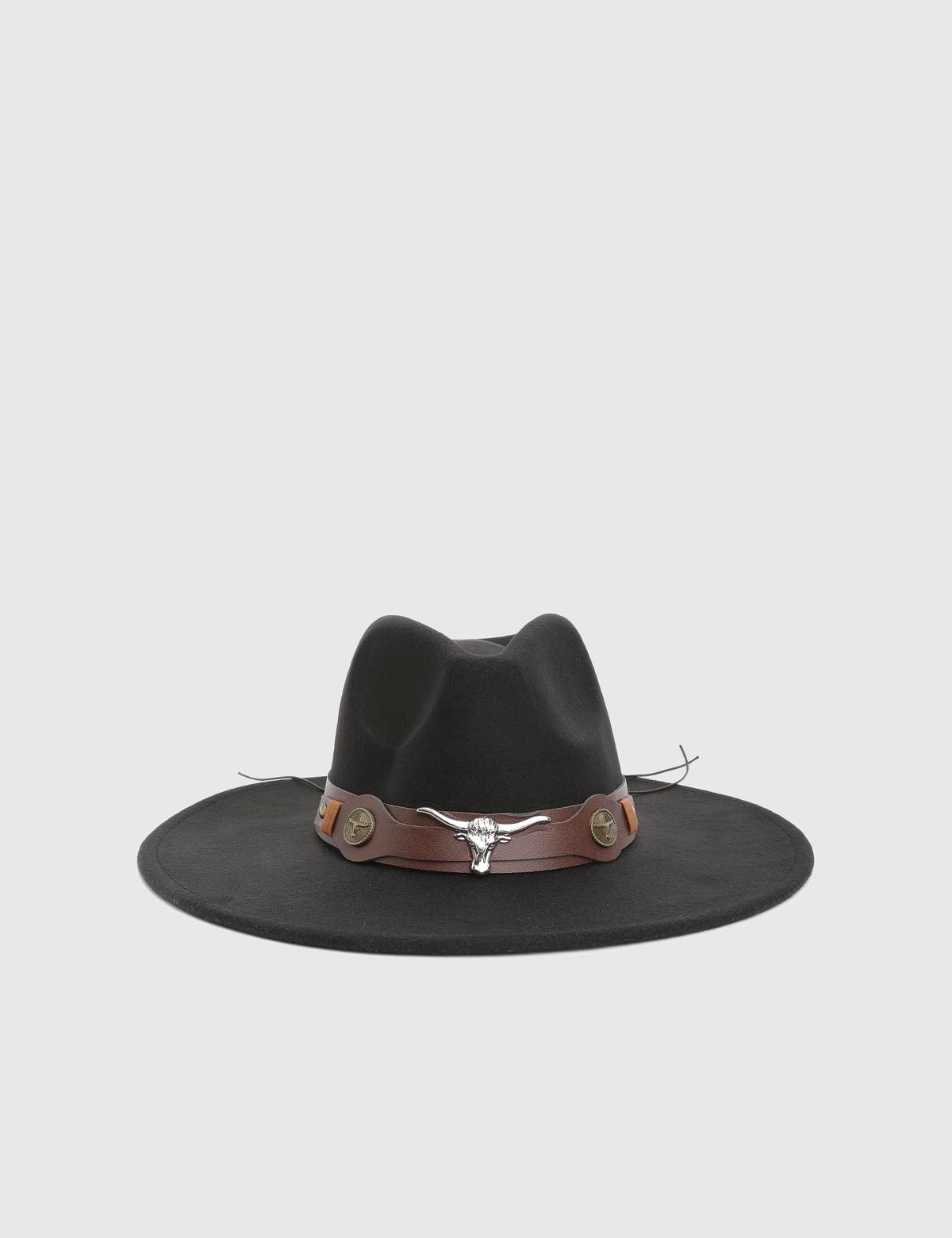Bratok Black Unisex Cashmere Cowboy Hat